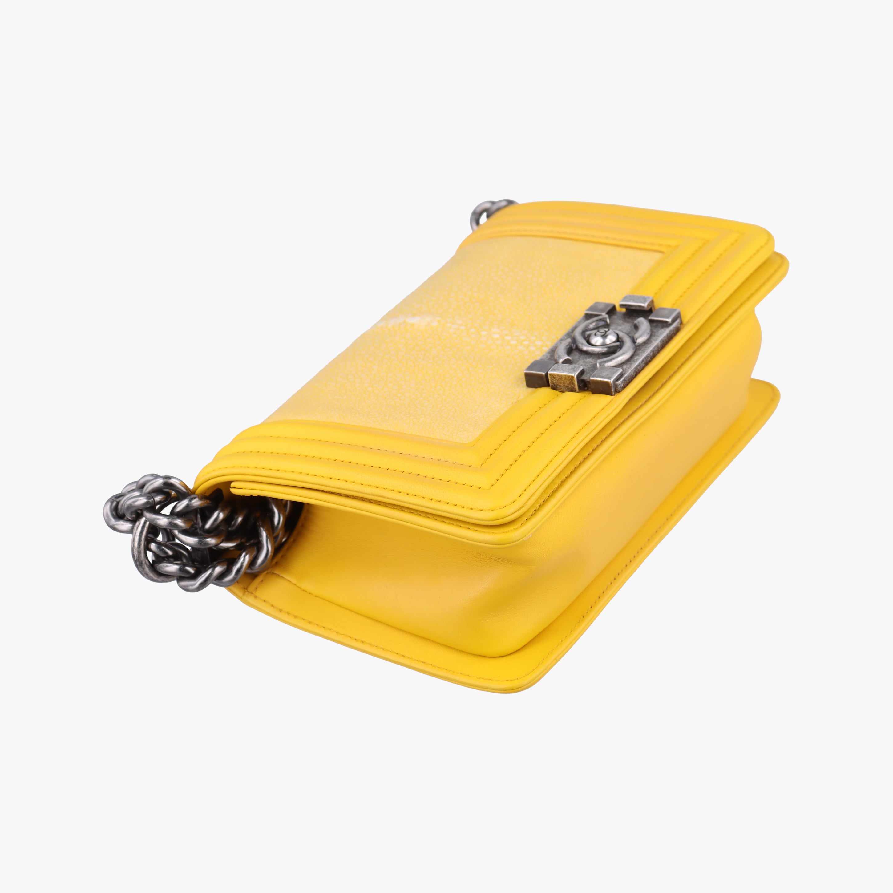 Pre-owned Chanel BOY CHANEL Yellow lambskin×Garrusha A67085 shoulderbag | stylenewstar