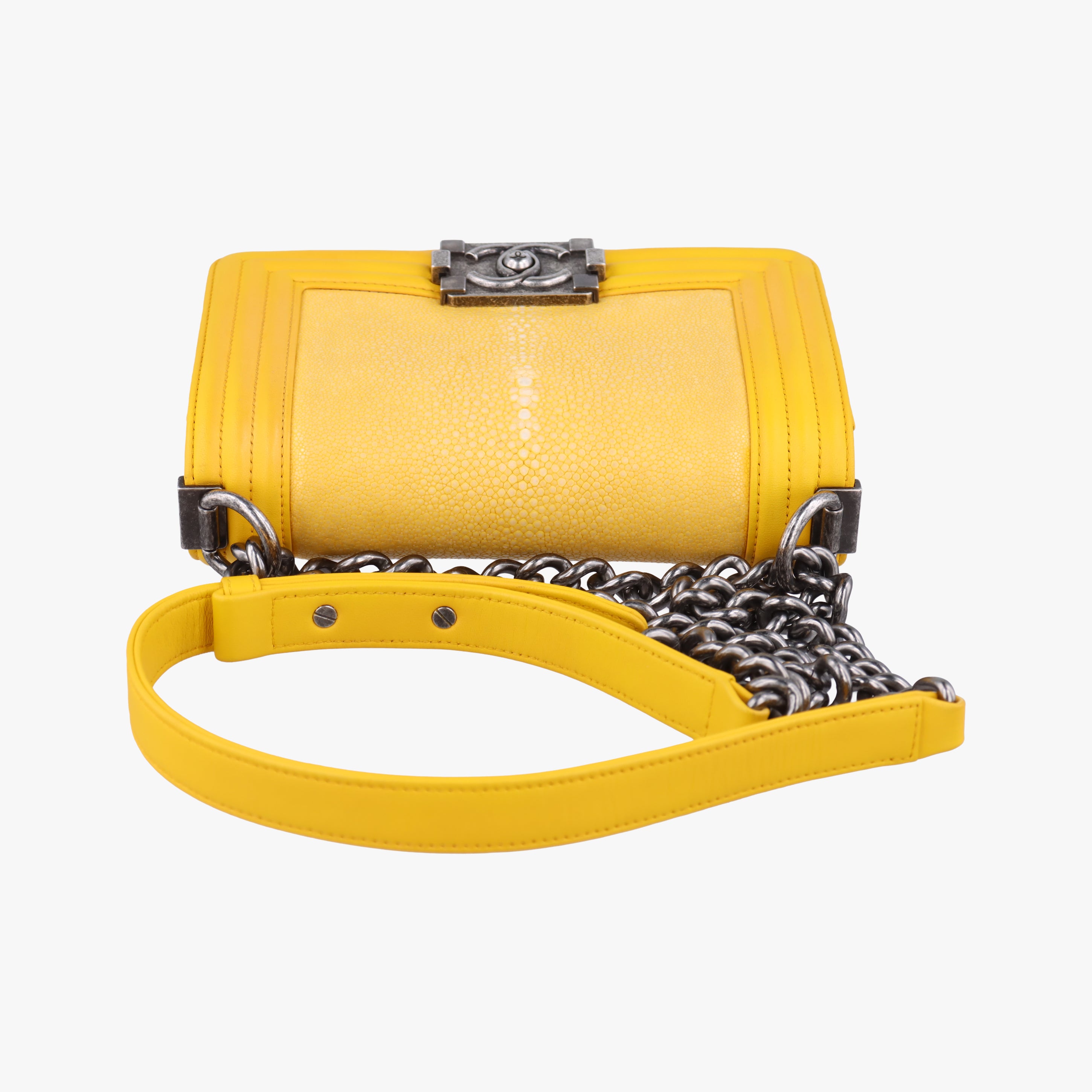 Pre-owned Chanel BOY CHANEL Yellow lambskin×Garrusha A67085 shoulderbag | stylenewstar
