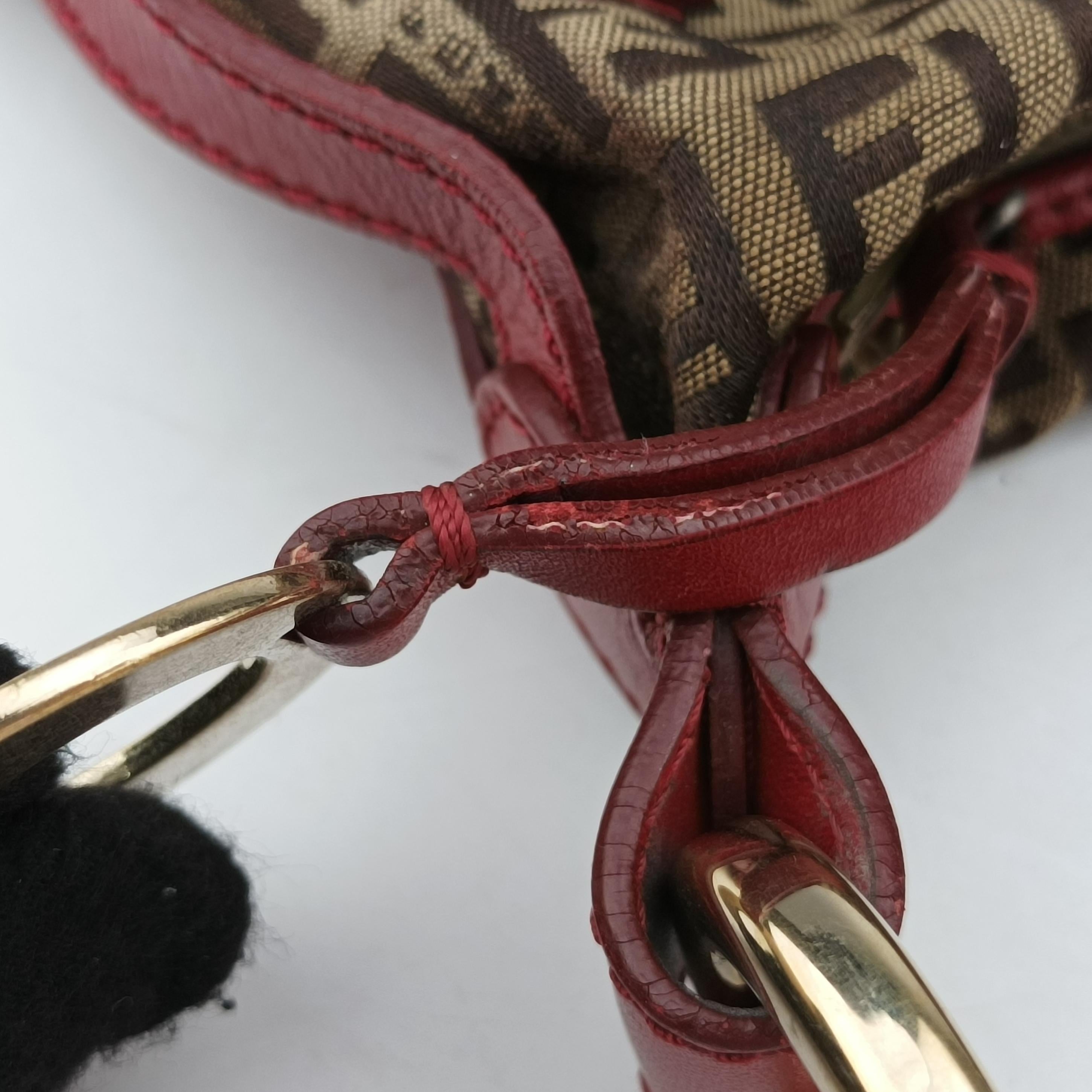 Pre-owned Fendi Chef Brown x Red canvas 8BR464 shoulderbag | stylenewstar