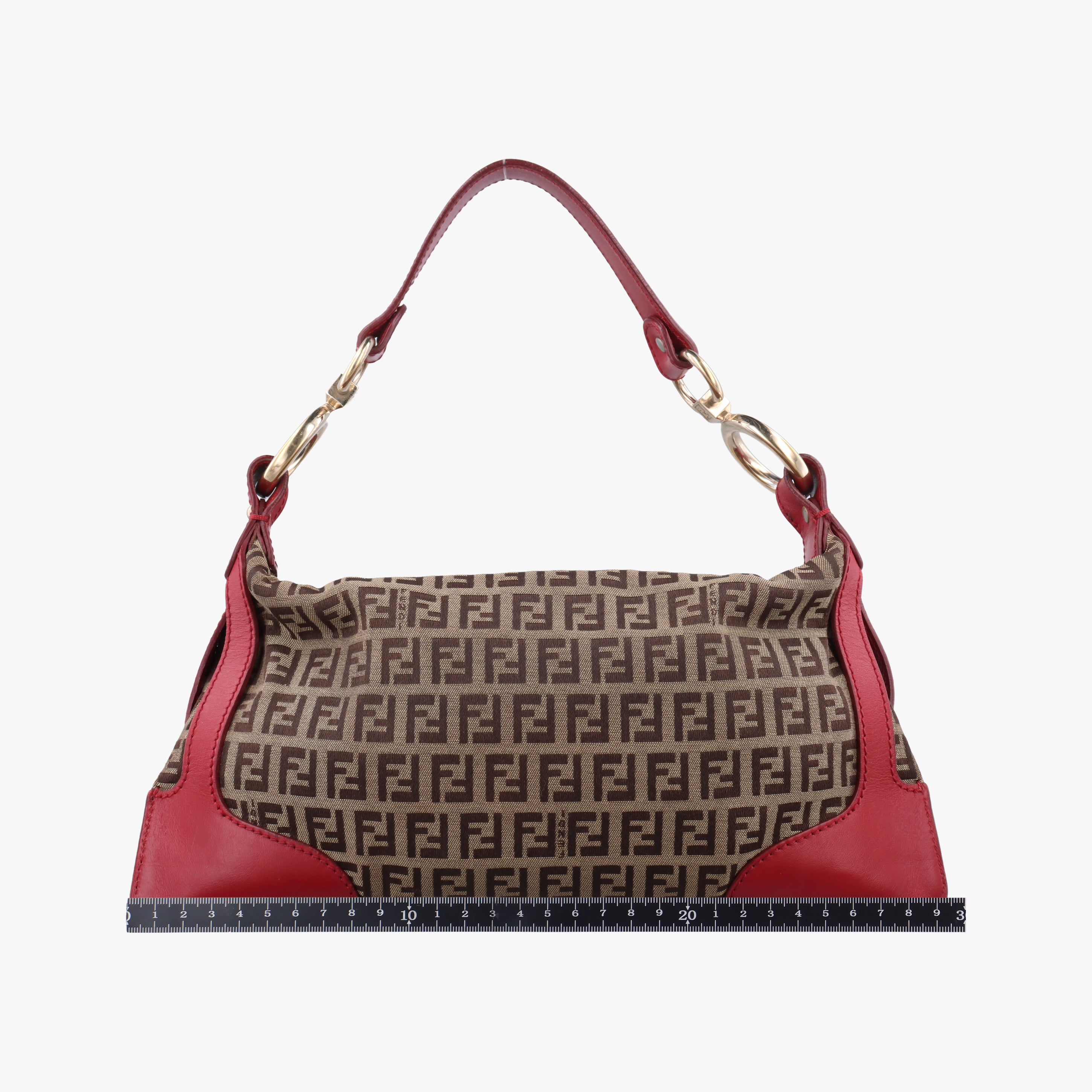 Pre-owned Fendi Chef Brown x Red canvas 8BR464 shoulderbag | stylenewstar