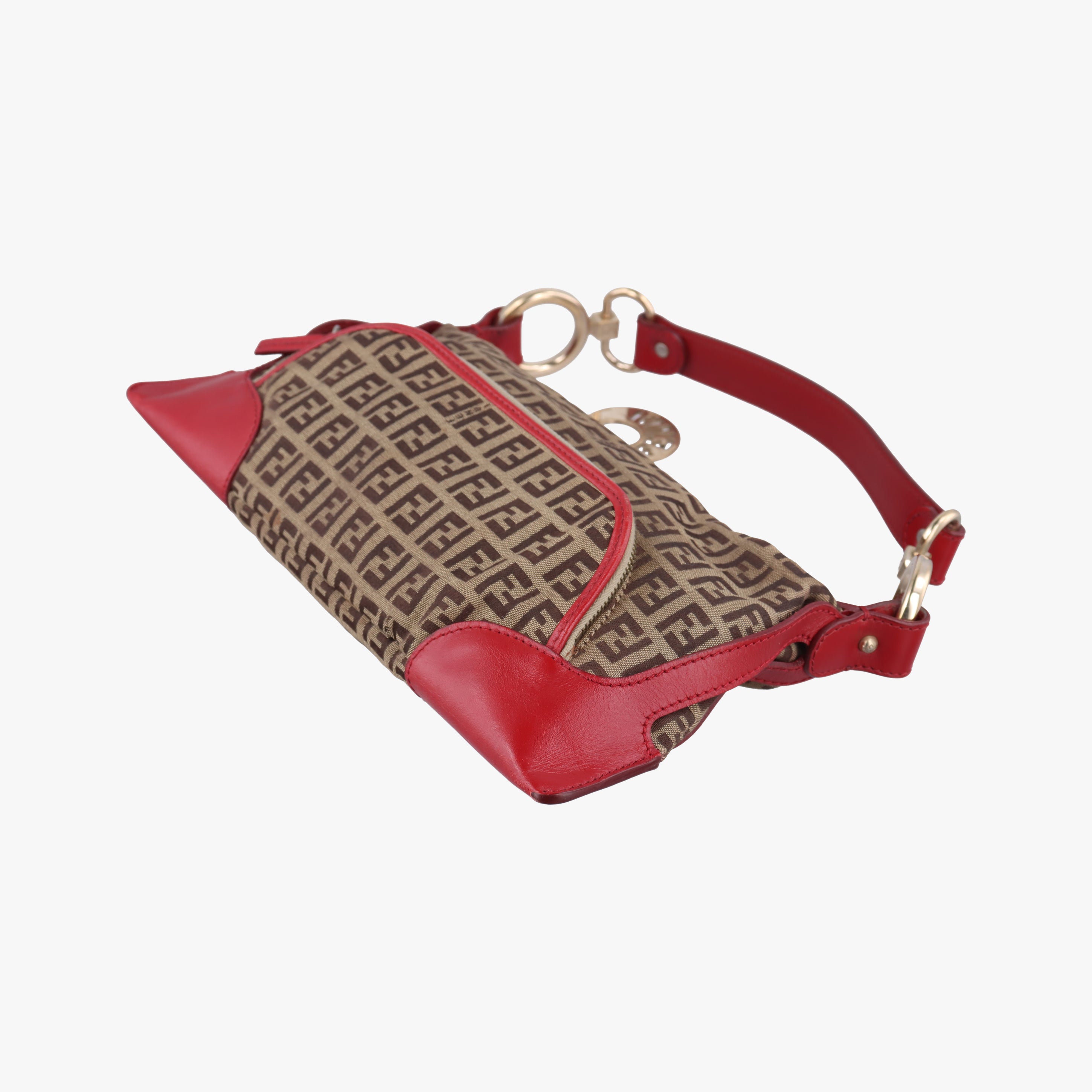Pre-owned Fendi Chef Brown x Red canvas 8BR464 shoulderbag | stylenewstar