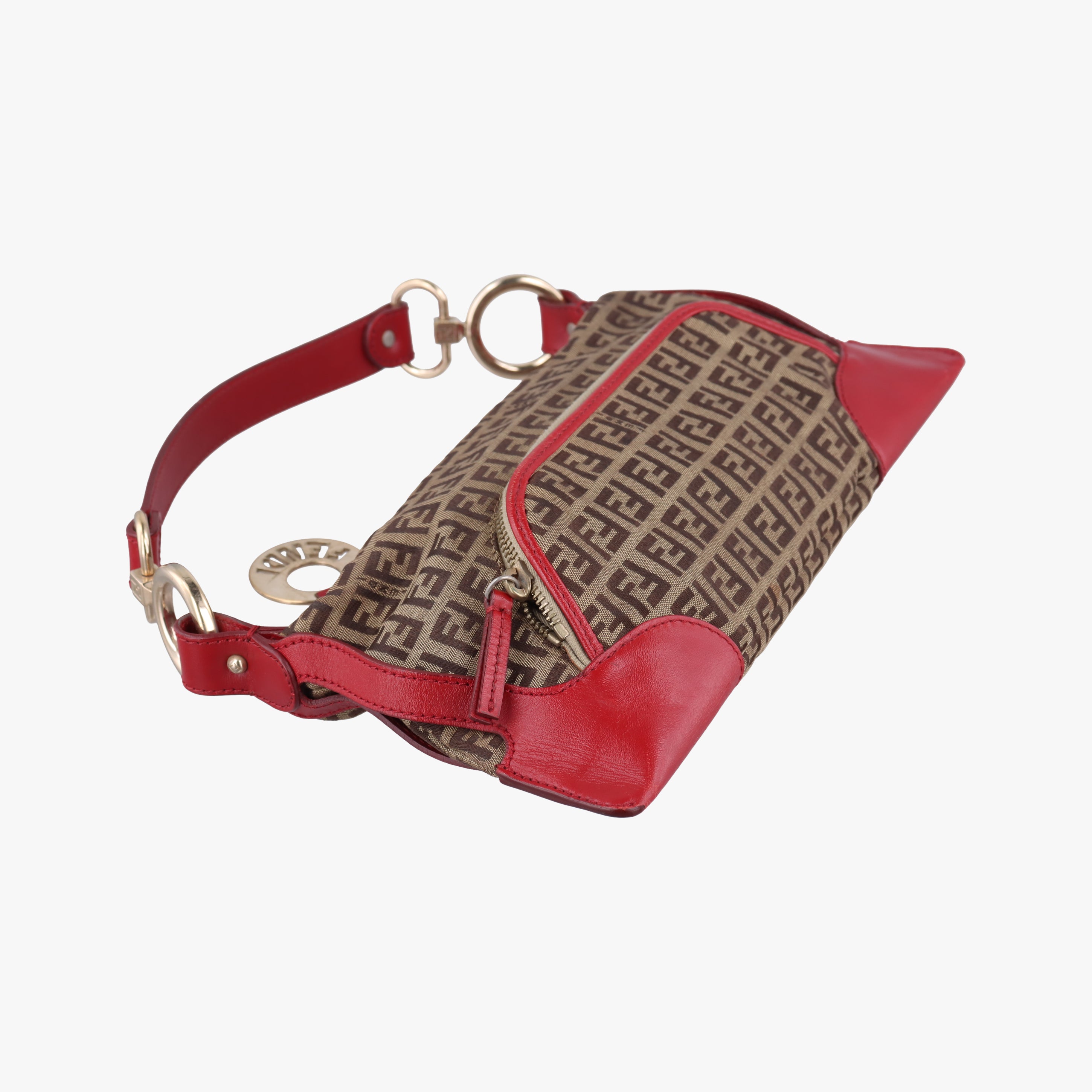 Pre-owned Fendi Chef Brown x Red canvas 8BR464 shoulderbag | stylenewstar