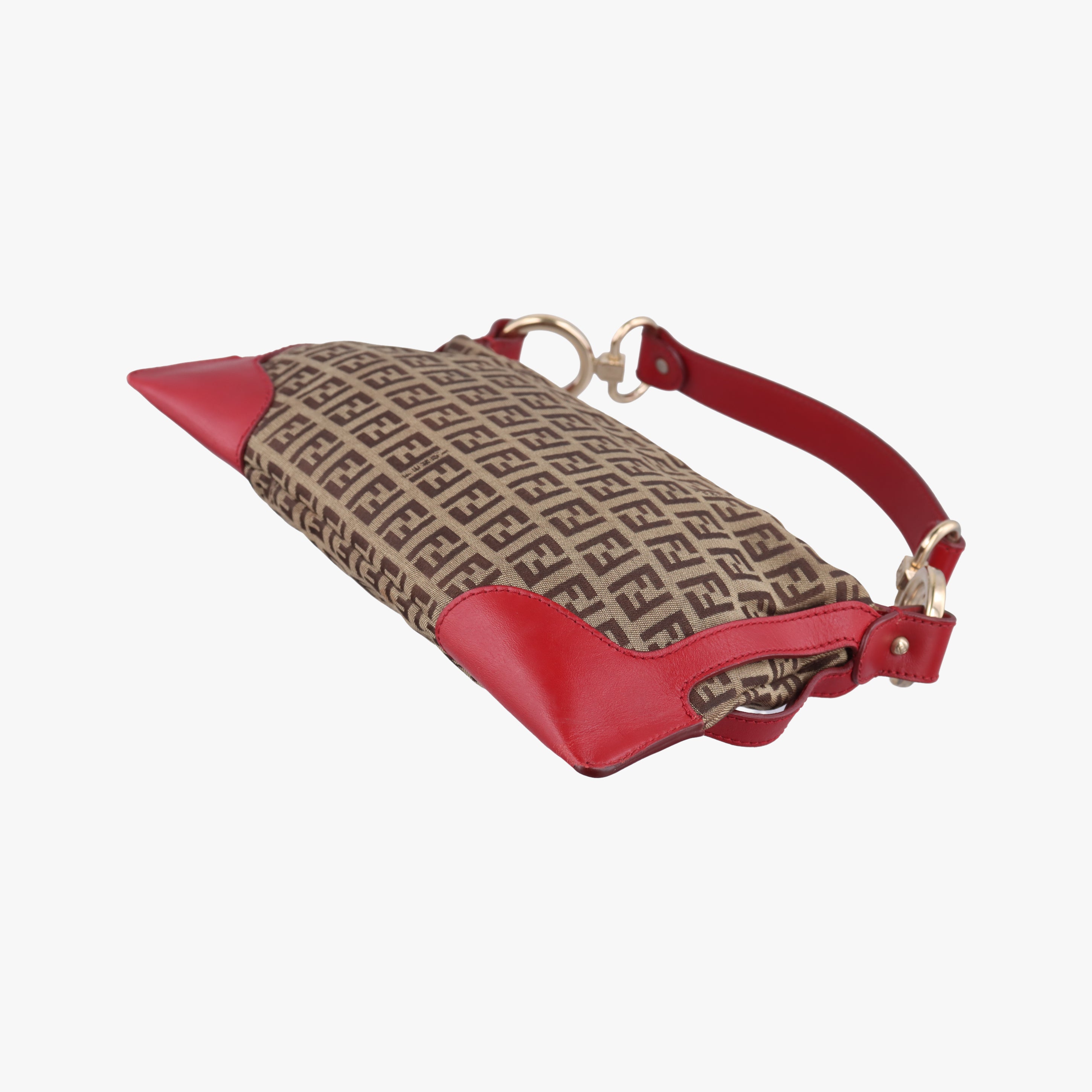 Pre-owned Fendi Chef Brown x Red canvas 8BR464 shoulderbag | stylenewstar