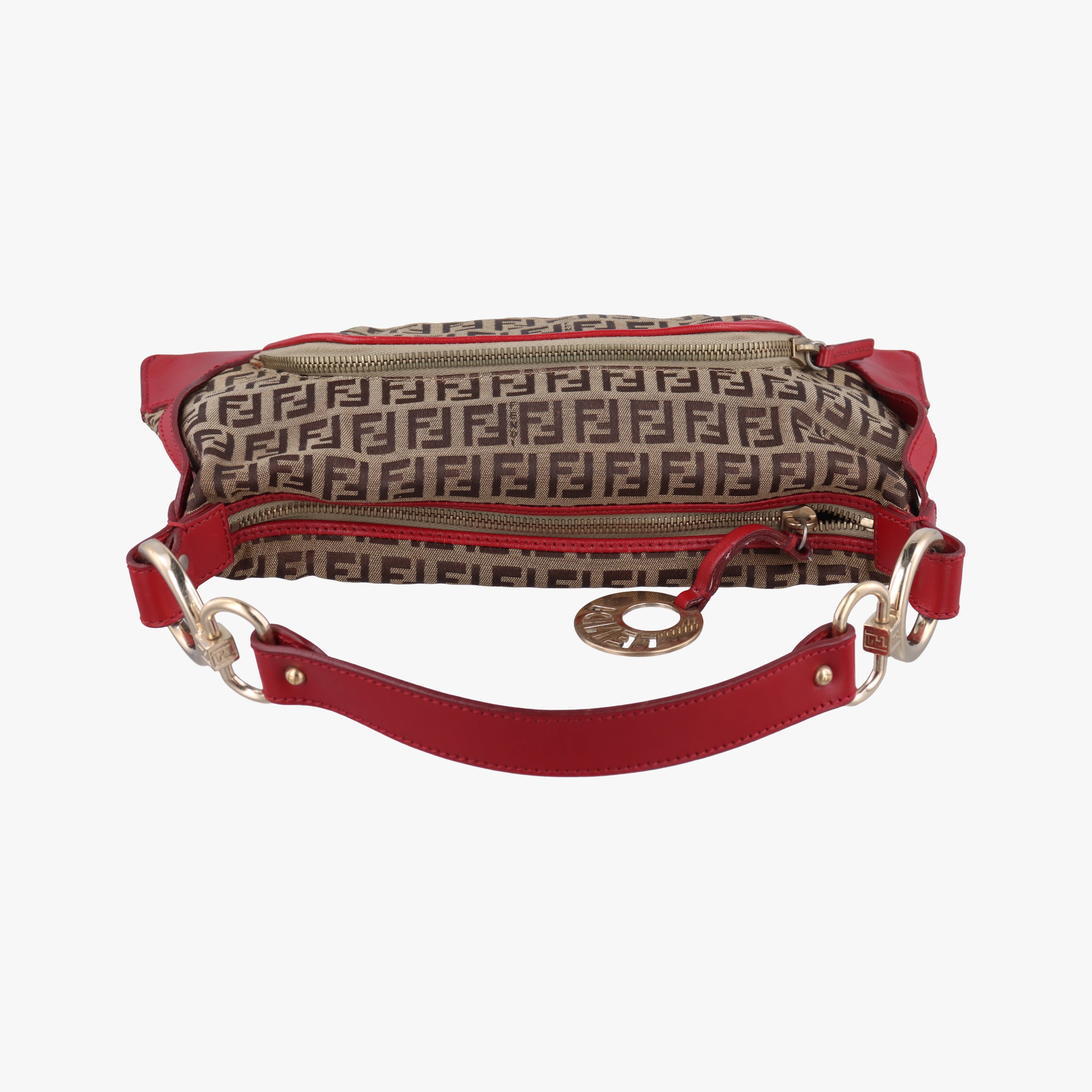 Pre-owned Fendi Chef Brown x Red canvas 8BR464 shoulderbag | stylenewstar