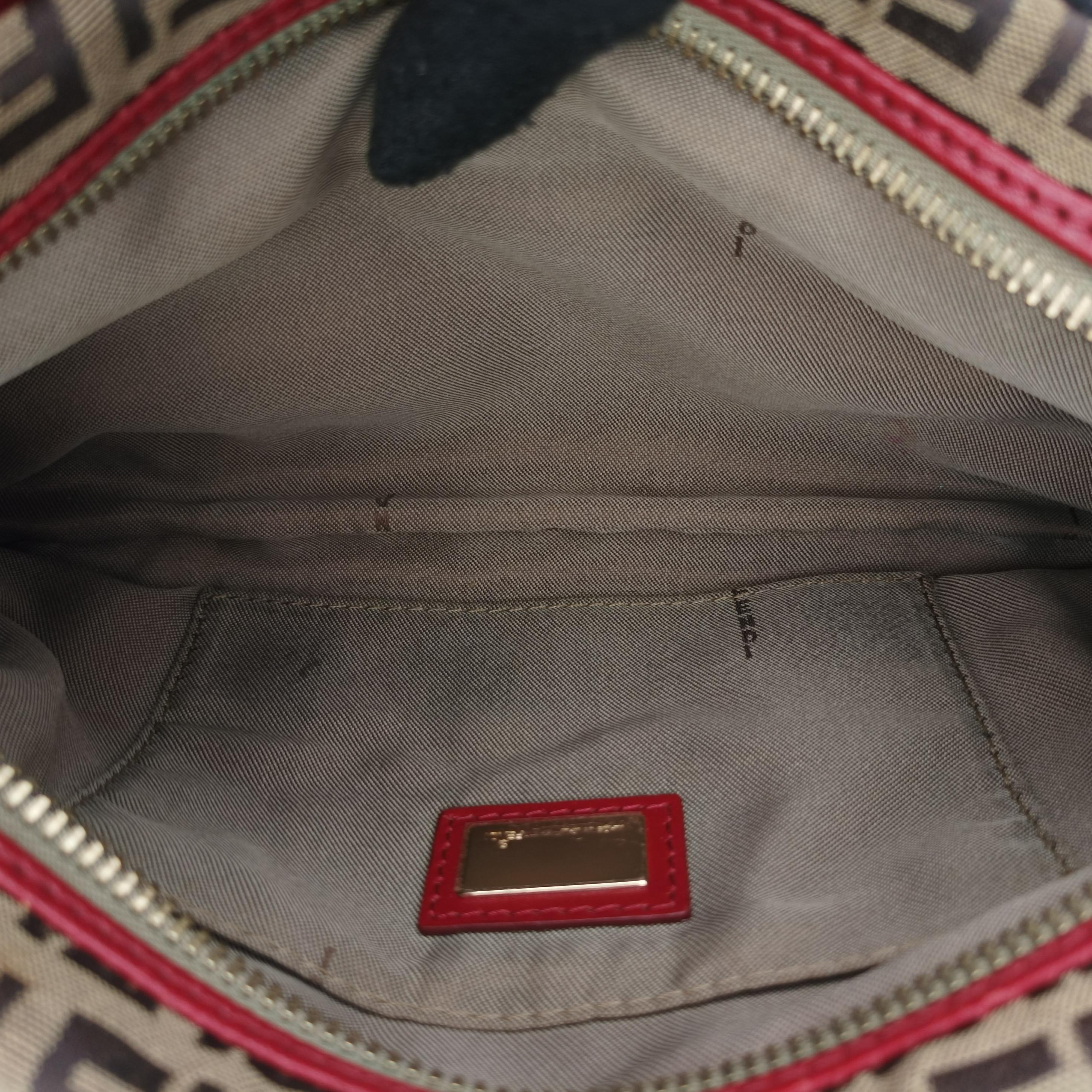 Pre-owned Fendi Chef Brown x Red canvas 8BR464 shoulderbag | stylenewstar