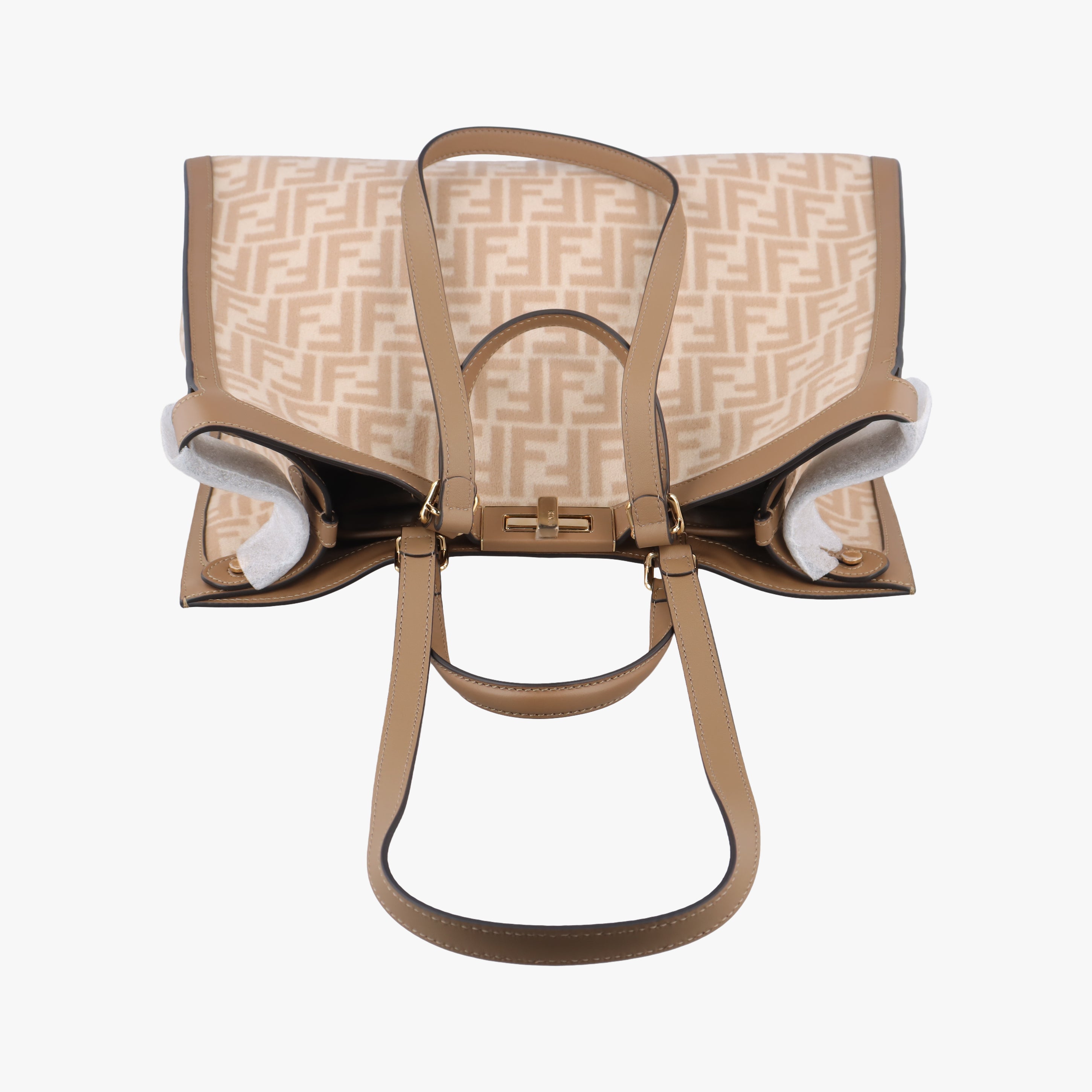 Pre-owned Fendi Peekaboo Beige velor 8BH374 shoulderbag | stylenewstar