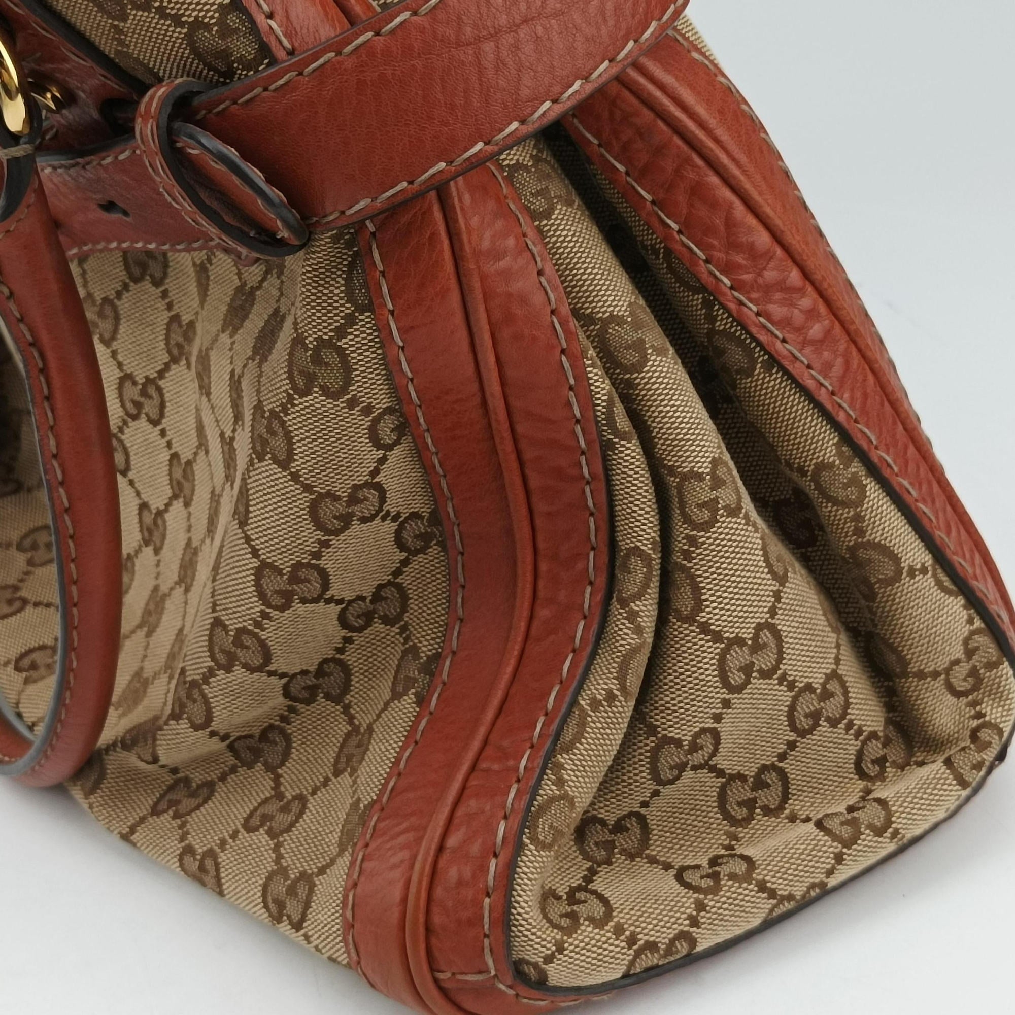 Pre-owned Gucci GG Running beige×orange Leather×canvas 247183 handbag | stylenewstar