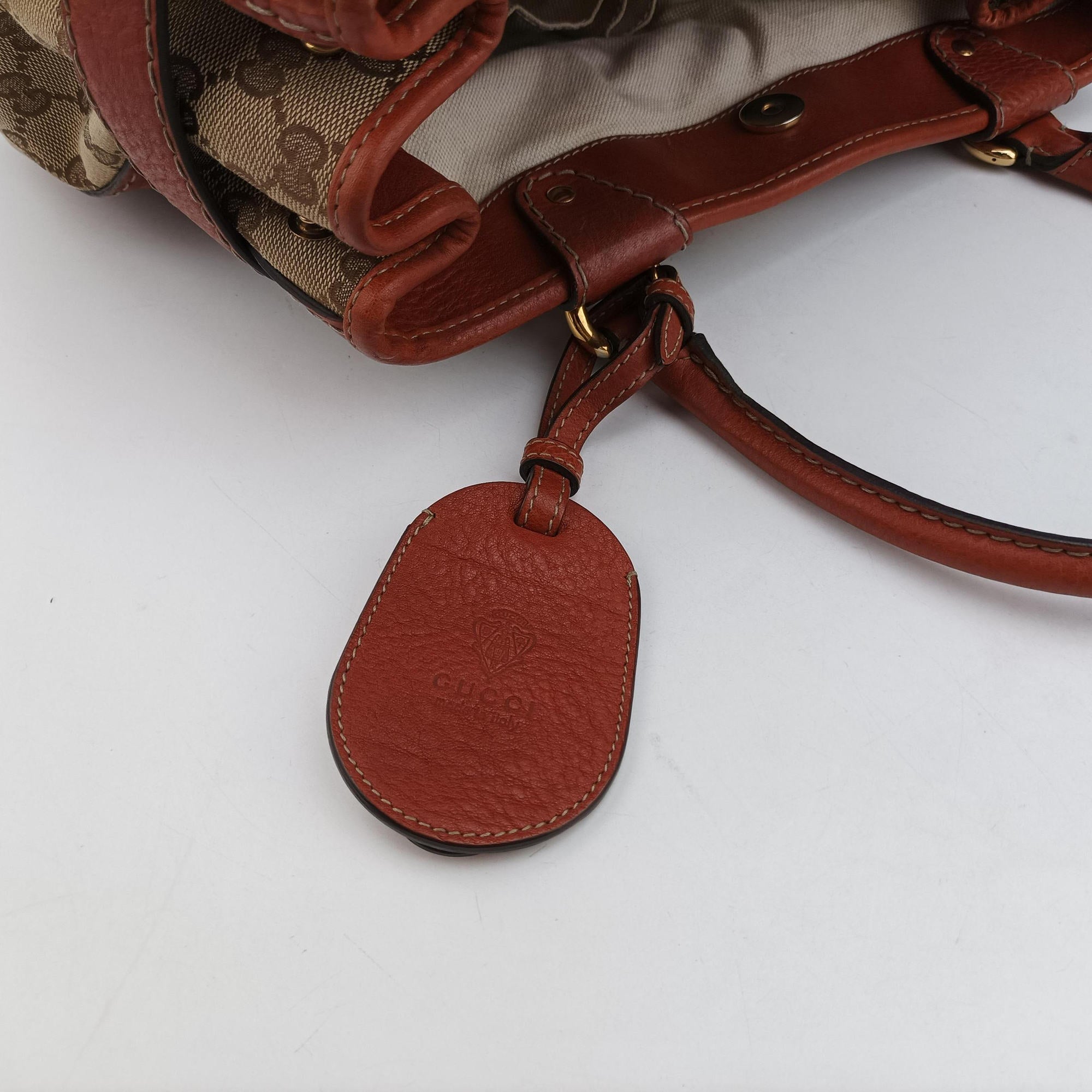 Pre-owned Gucci GG Running beige×orange Leather×canvas 247183 handbag | stylenewstar