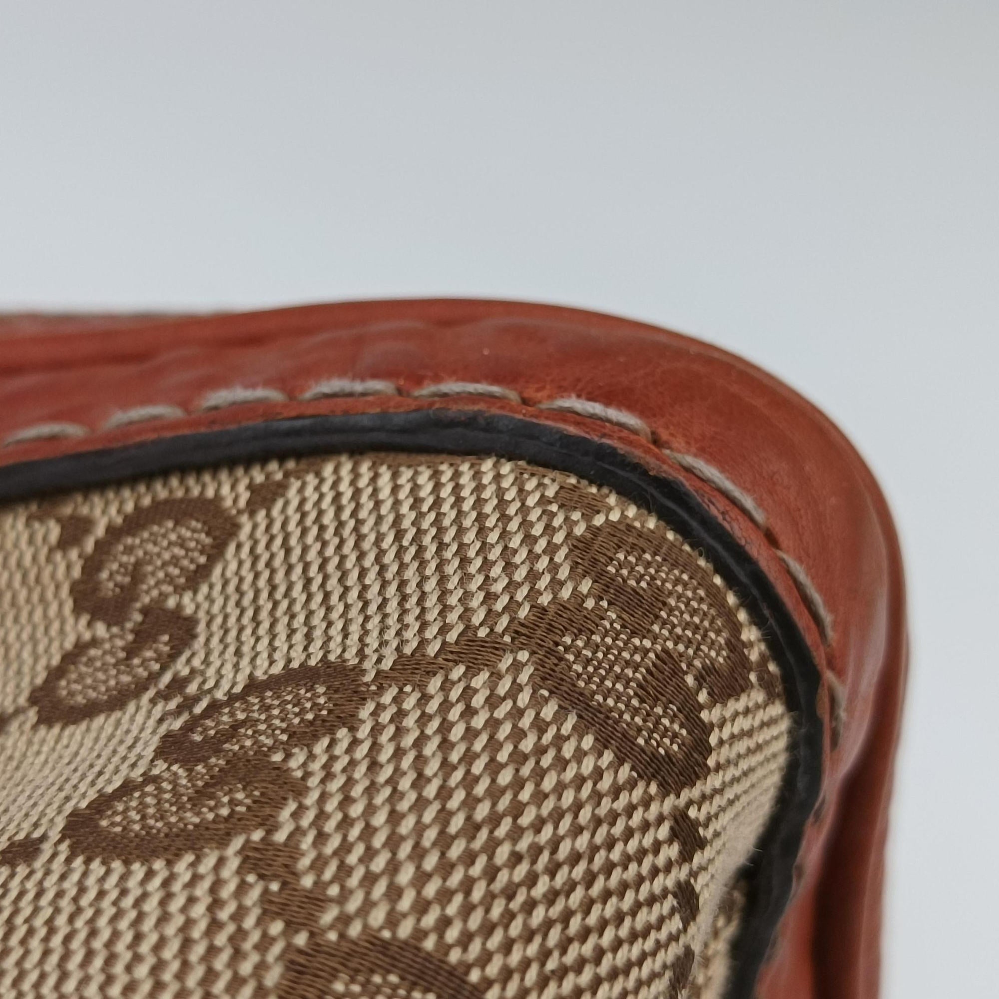 Pre-owned Gucci GG Running beige×orange Leather×canvas 247183 handbag | stylenewstar