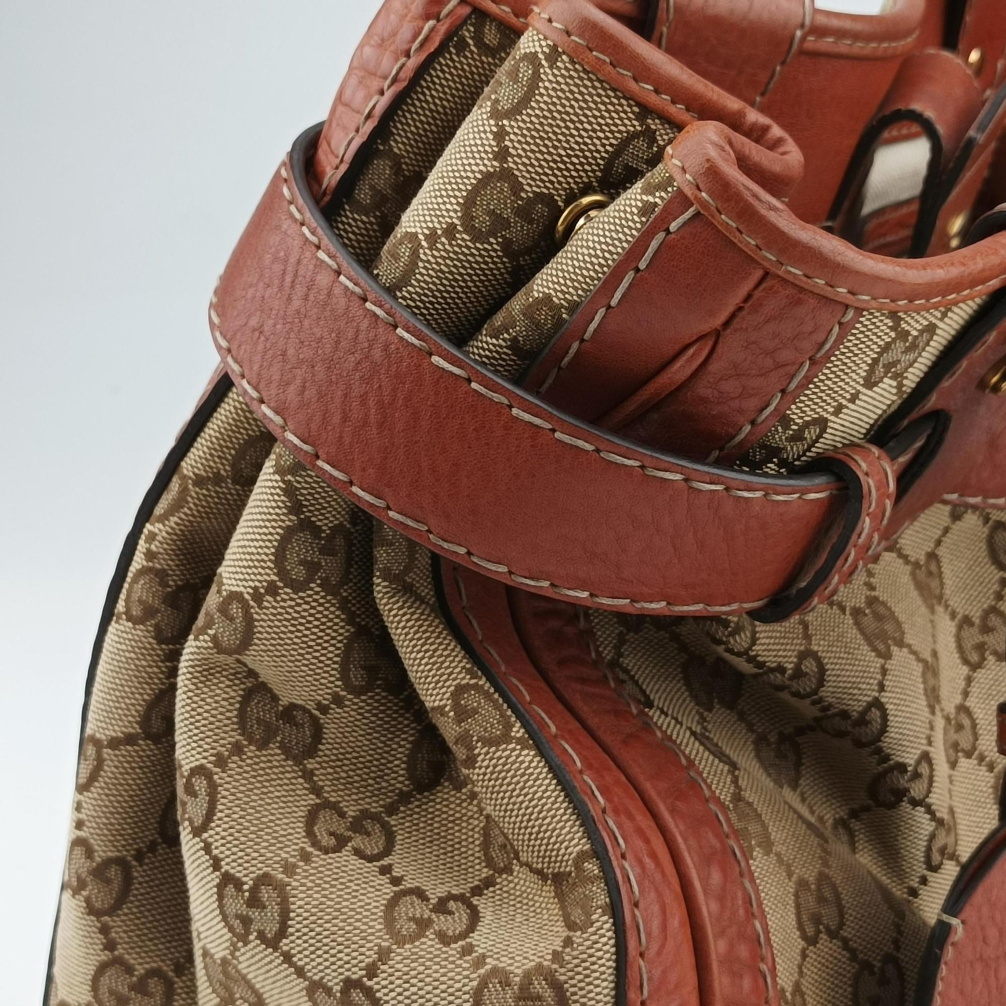 Pre-owned Gucci GG Running beige×orange Leather×canvas 247183 handbag | stylenewstar