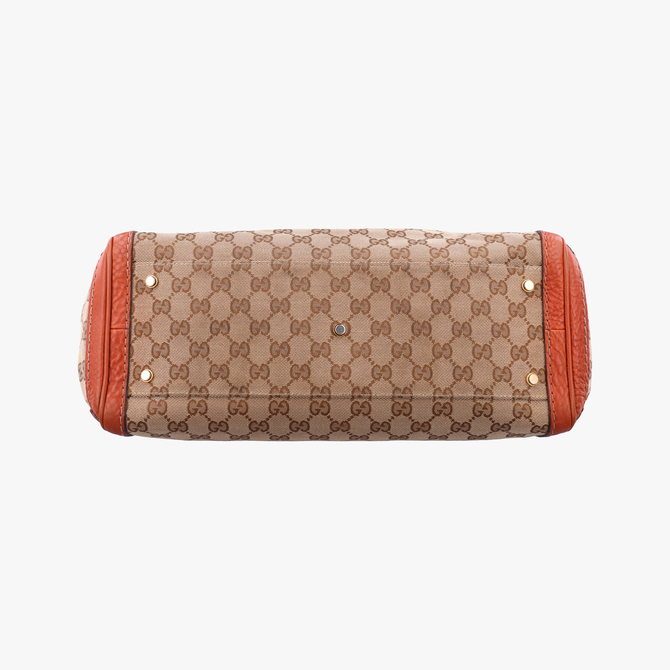 Pre-owned Gucci GG Running beige×orange Leather×canvas 247183 handbag | stylenewstar