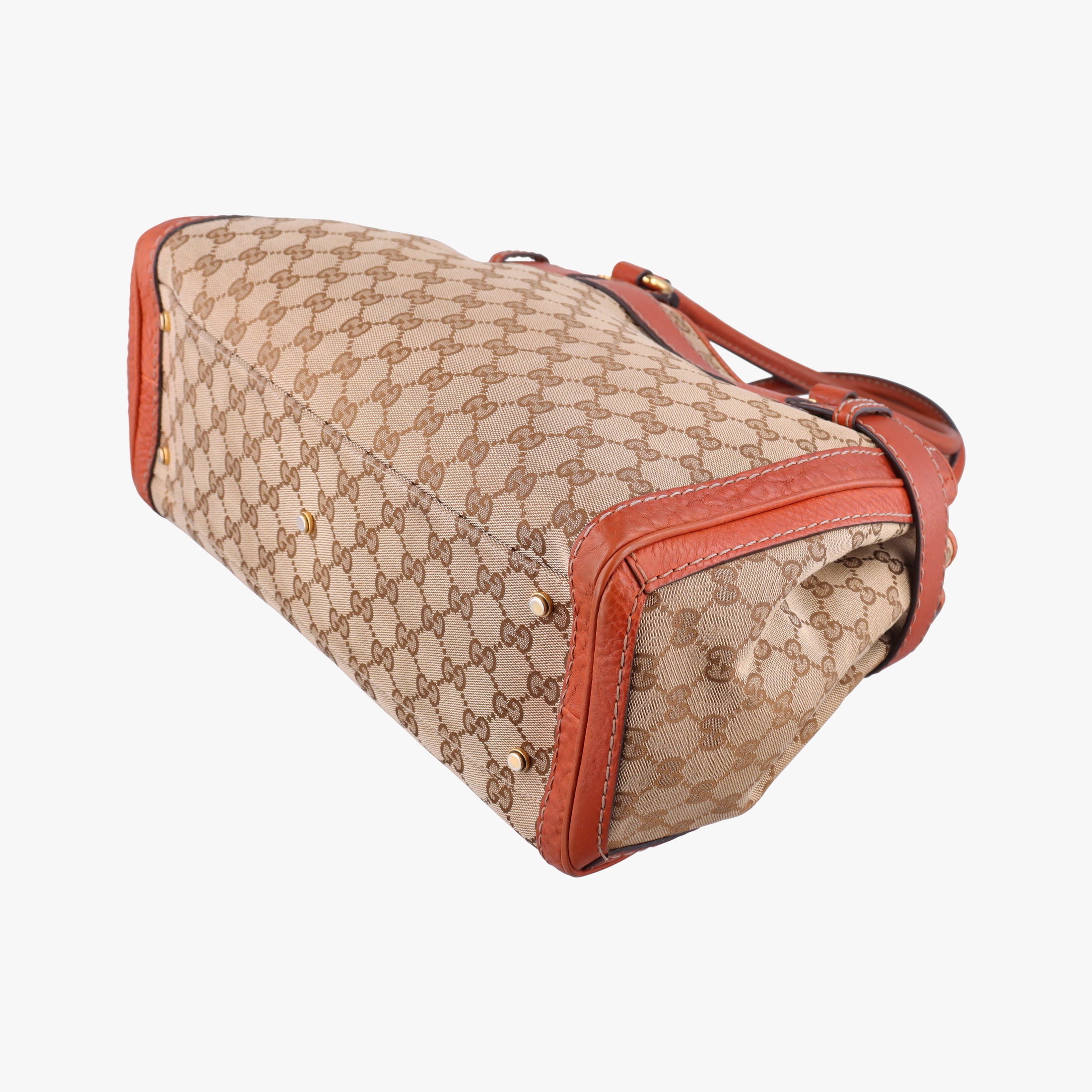 Pre-owned Gucci GG Running beige×orange Leather×canvas 247183 handbag | stylenewstar