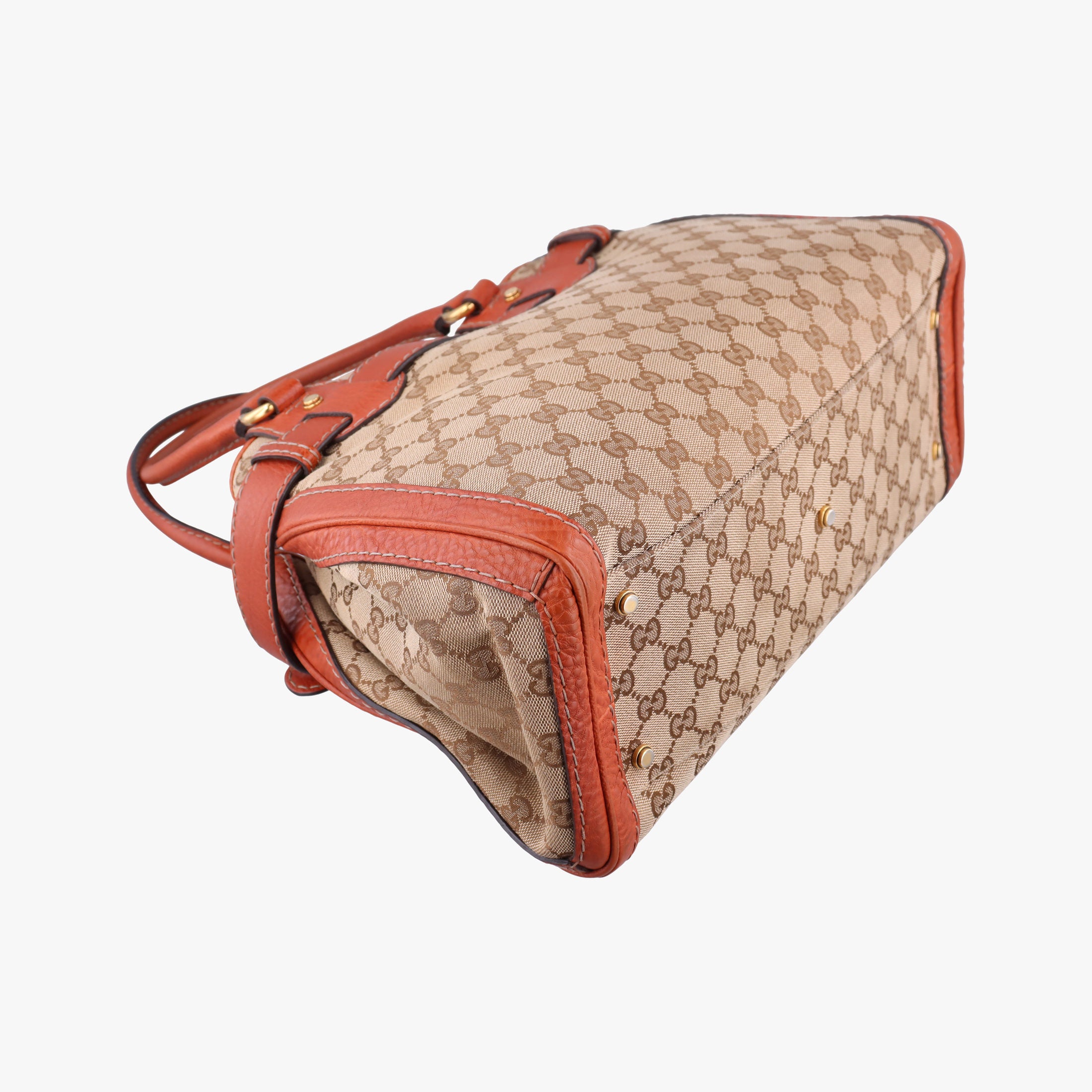 Pre-owned Gucci GG Running beige×orange Leather×canvas 247183 handbag | stylenewstar
