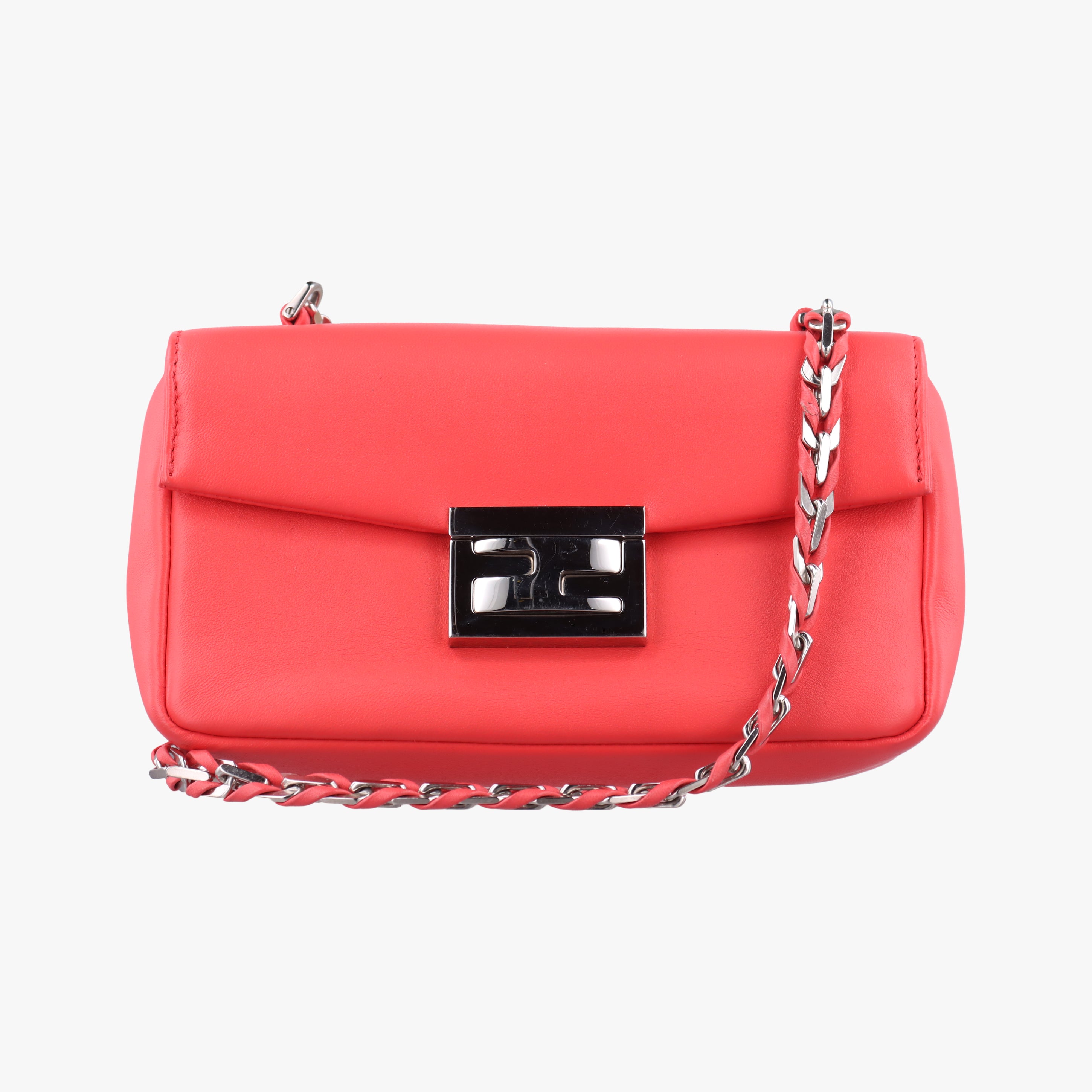 Pre-owned Fendi Mini Be Baguette Orange Leather 8M0315 shoulderbag | stylenewstar