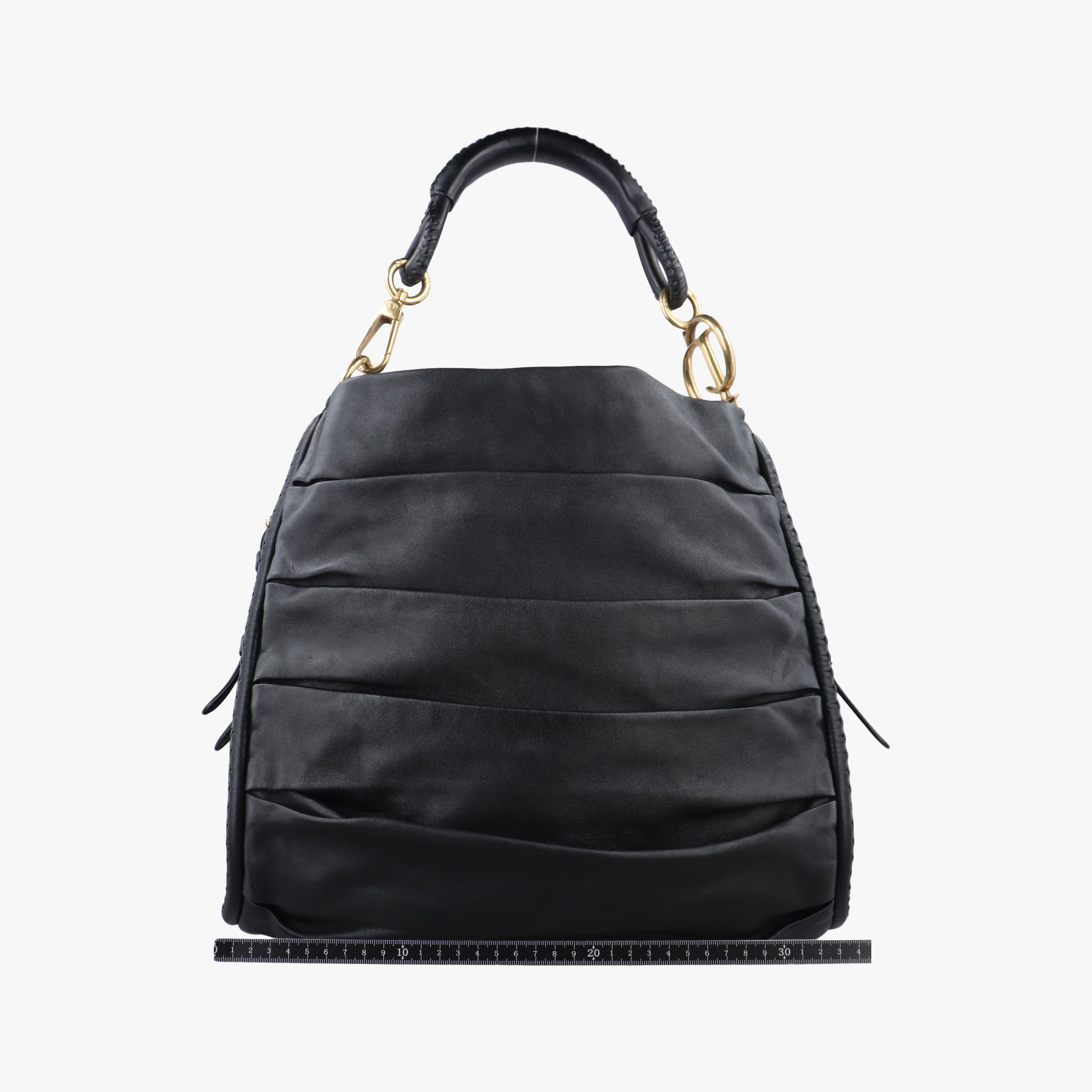 Pre-owned Christian Dior pleated hobo Black leather  handbag | stylenewstar