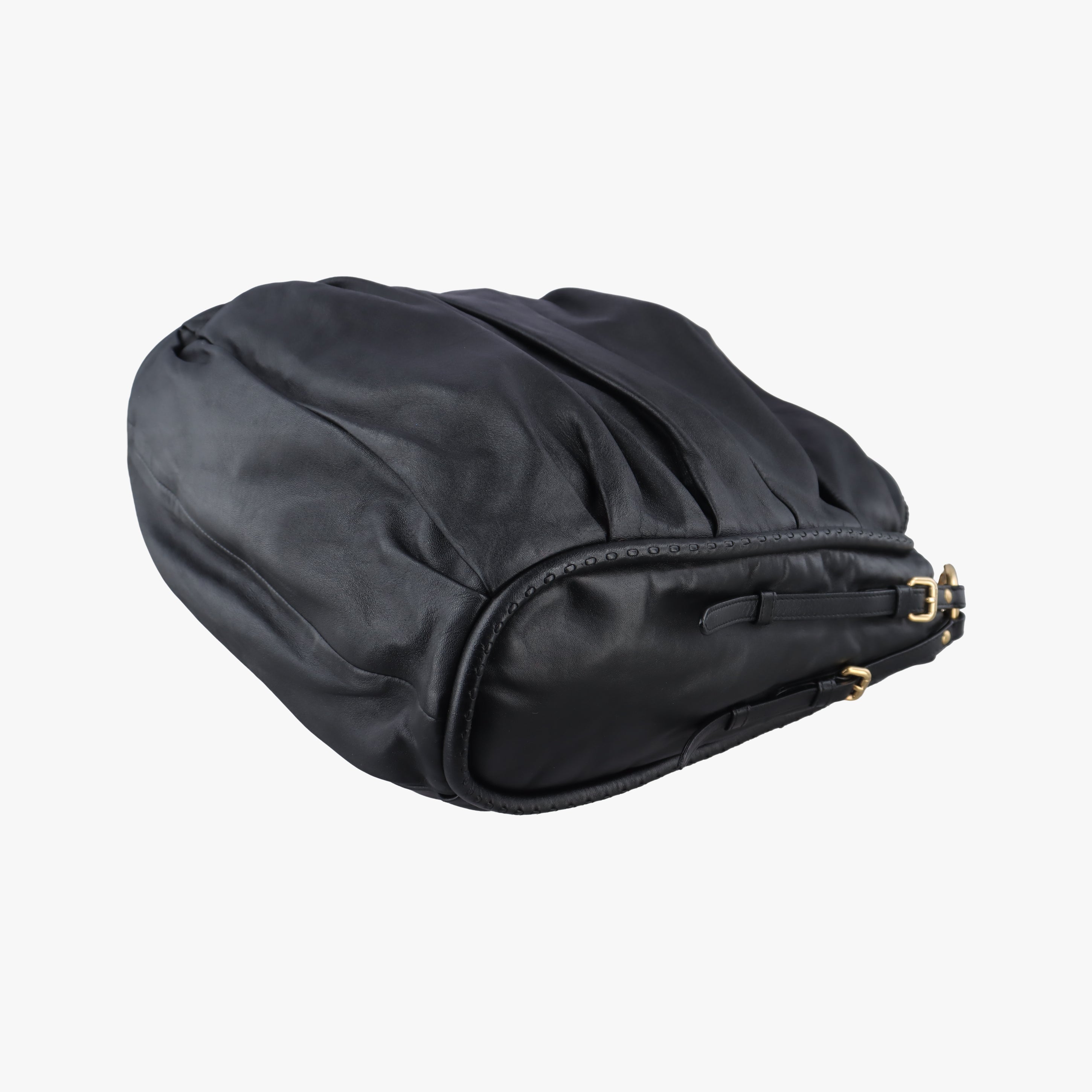 Pre-owned Christian Dior pleated hobo Black leather  handbag | stylenewstar