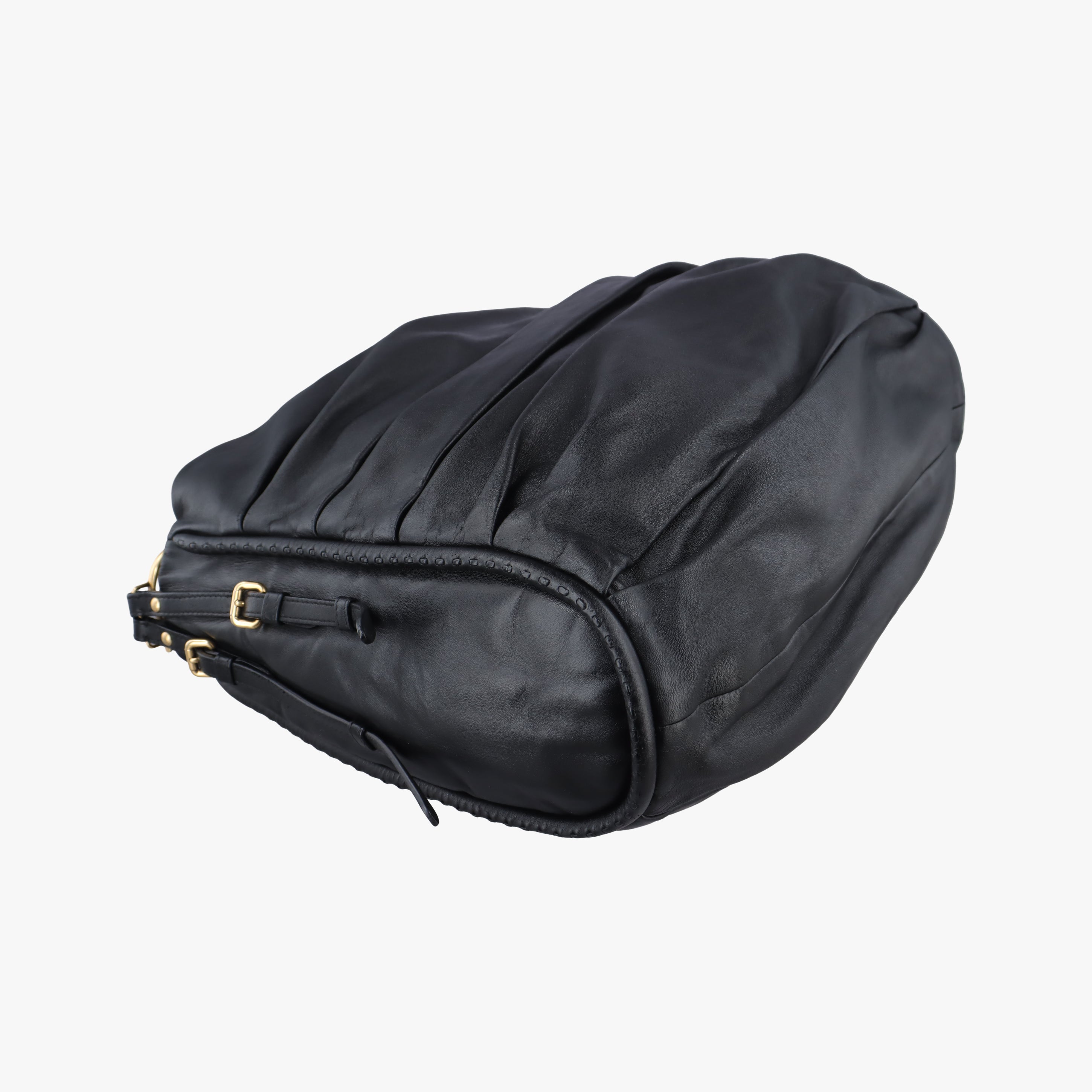 Pre-owned Christian Dior pleated hobo Black leather  handbag | stylenewstar
