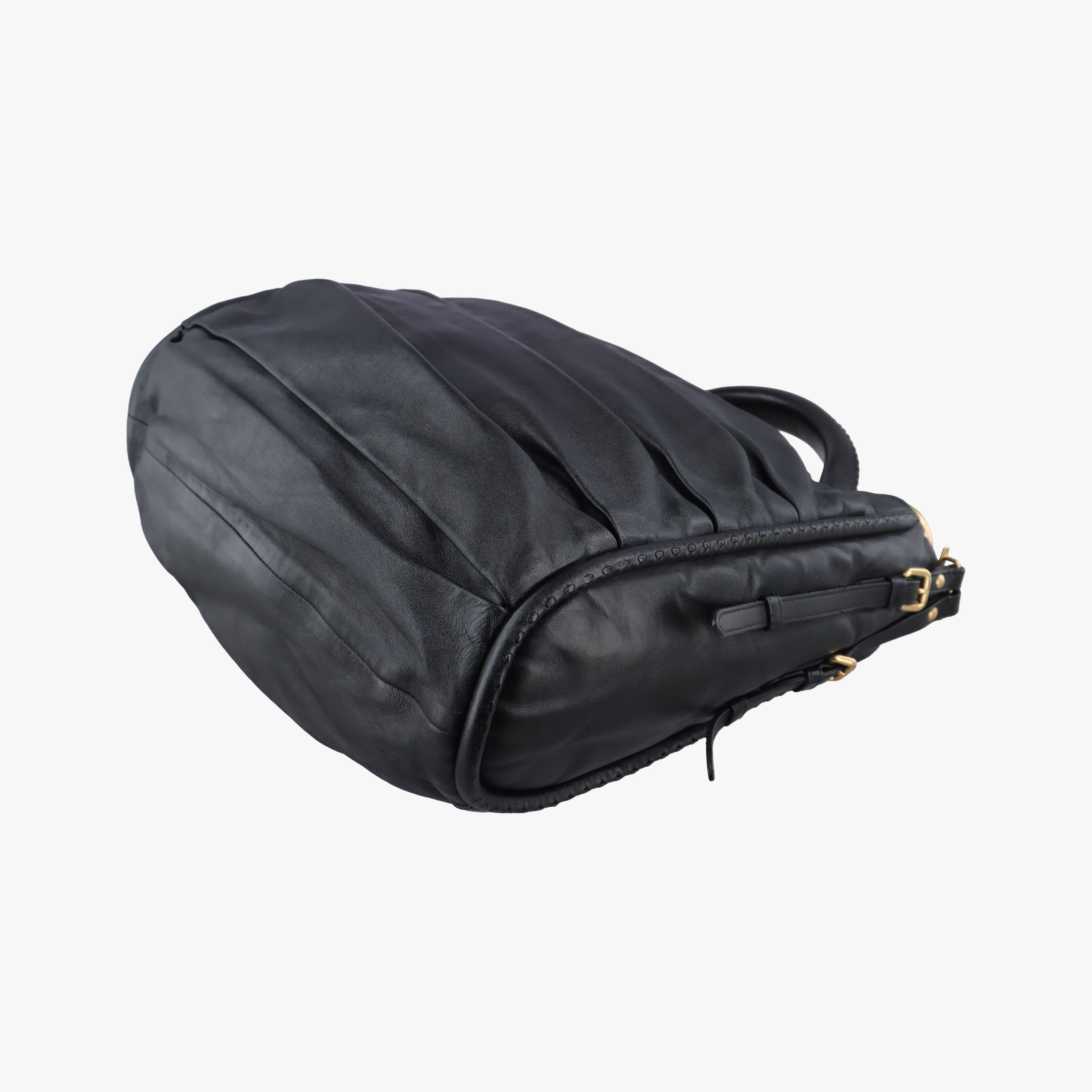 Pre-owned Christian Dior pleated hobo Black leather  handbag | stylenewstar