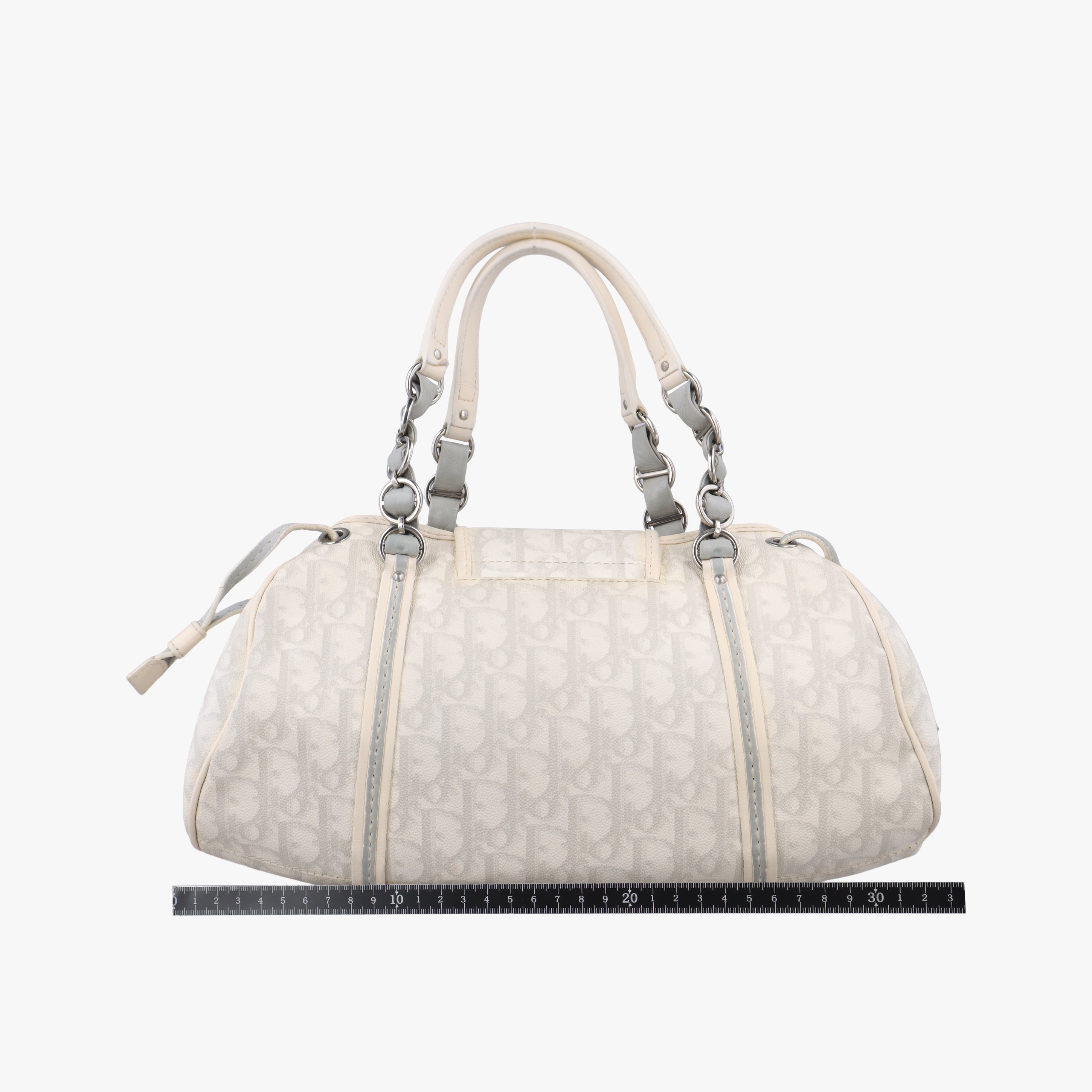 Pre-owned Christian Dior Trotter Romantic Chain Heart White pvc coated canvas  shoulderbag | stylenewstar