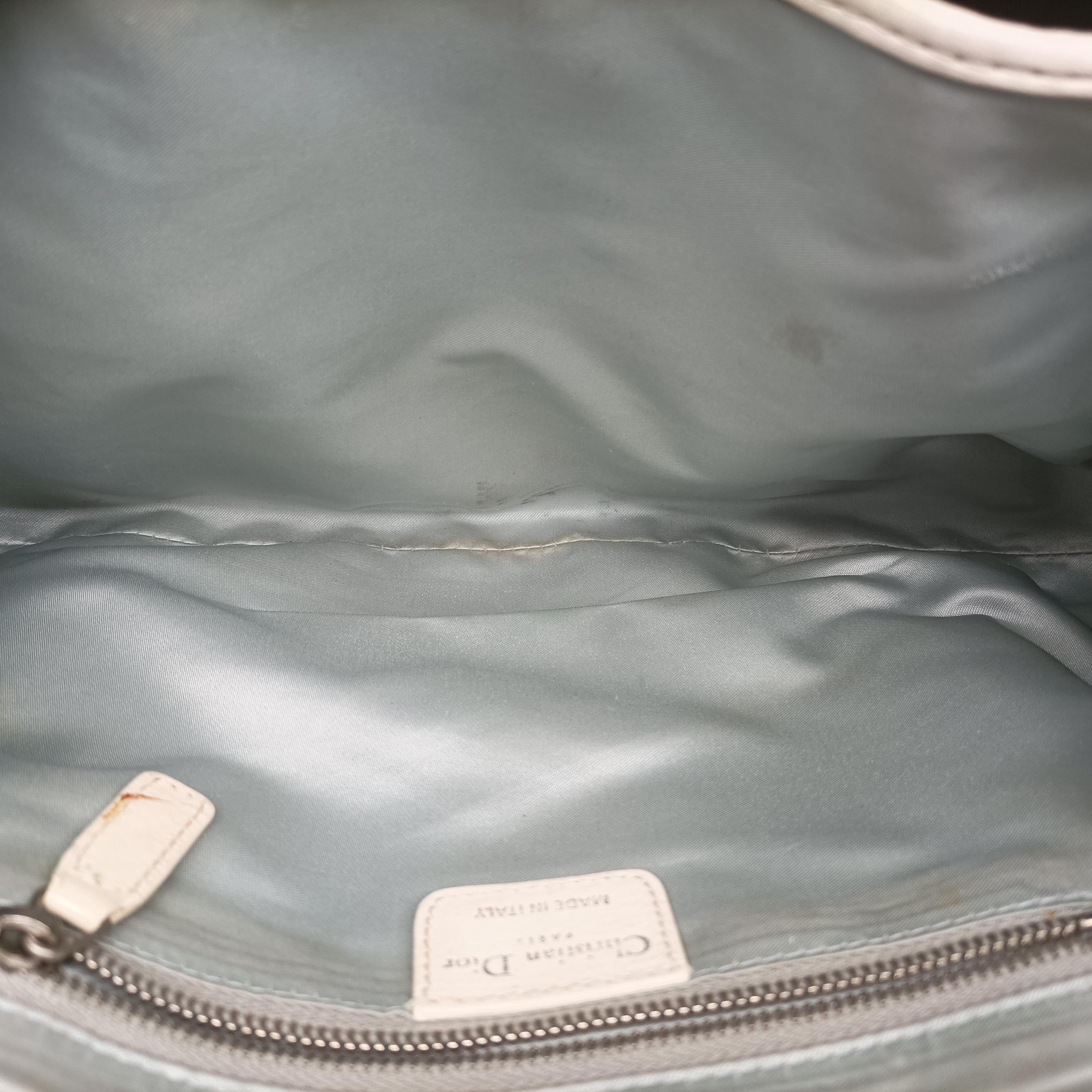 Pre-owned Christian Dior Trotter Romantic Chain Heart White pvc coated canvas  shoulderbag | stylenewstar