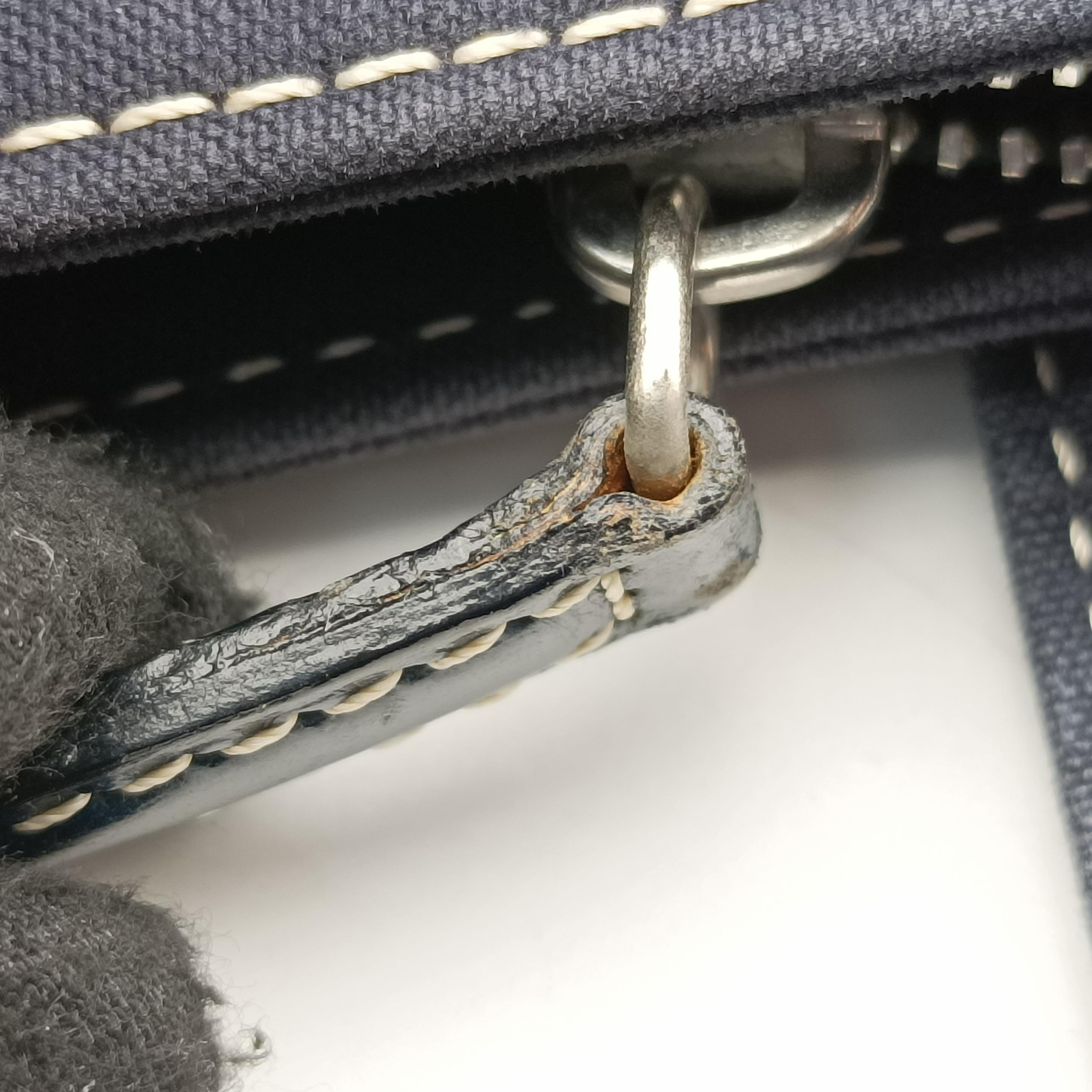 Pre-owned Fendi Mamma Baguette Navy canvas  shoulderbag | stylenewstar