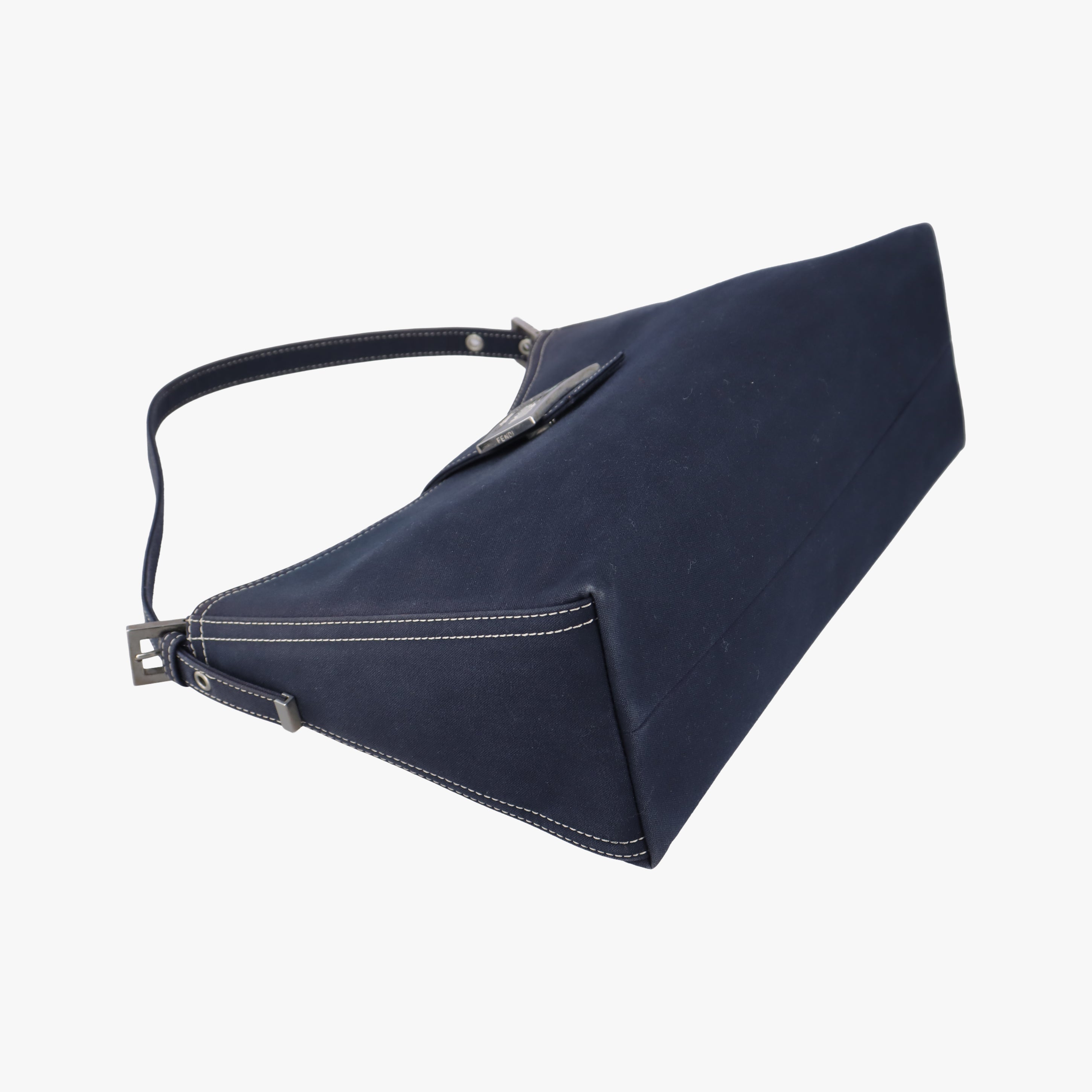 Pre-owned Fendi Mamma Baguette Navy canvas  shoulderbag | stylenewstar