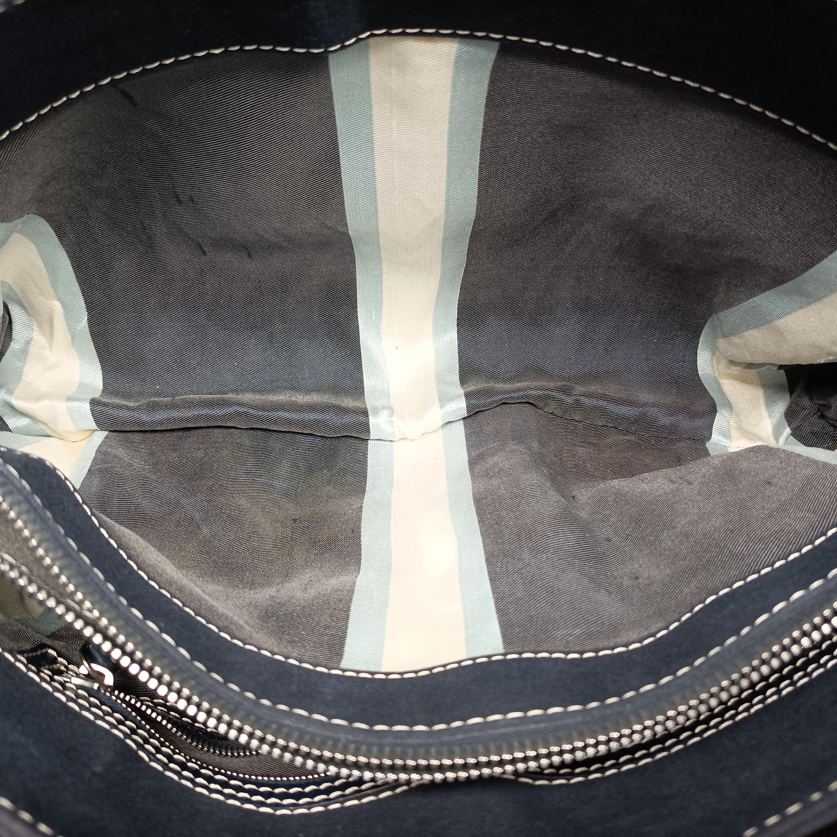 Pre-owned Fendi Mamma Baguette Navy canvas  shoulderbag | stylenewstar