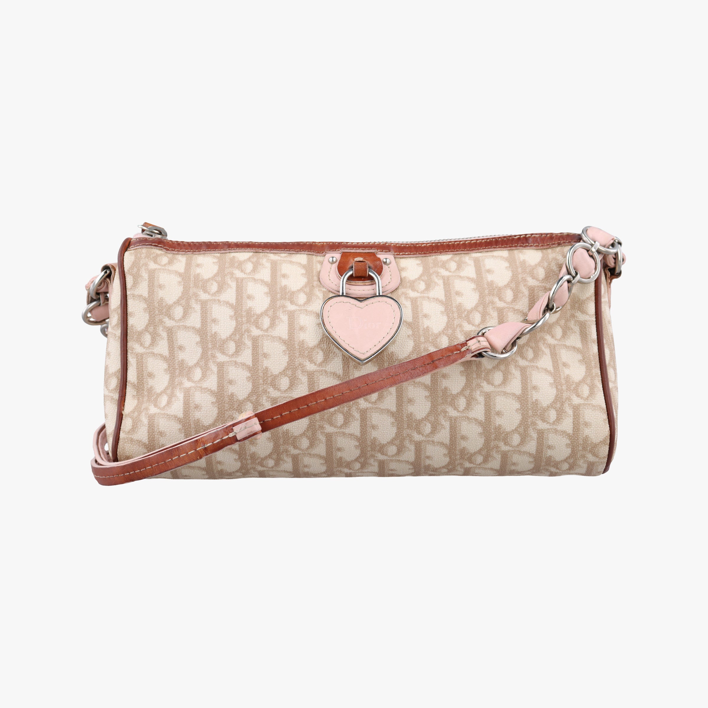 Pre-owned Christian Dior Trotter Romantique Beige x Pink x Brown PVC Coated canvas x leather  shoulderbag | stylenewstar