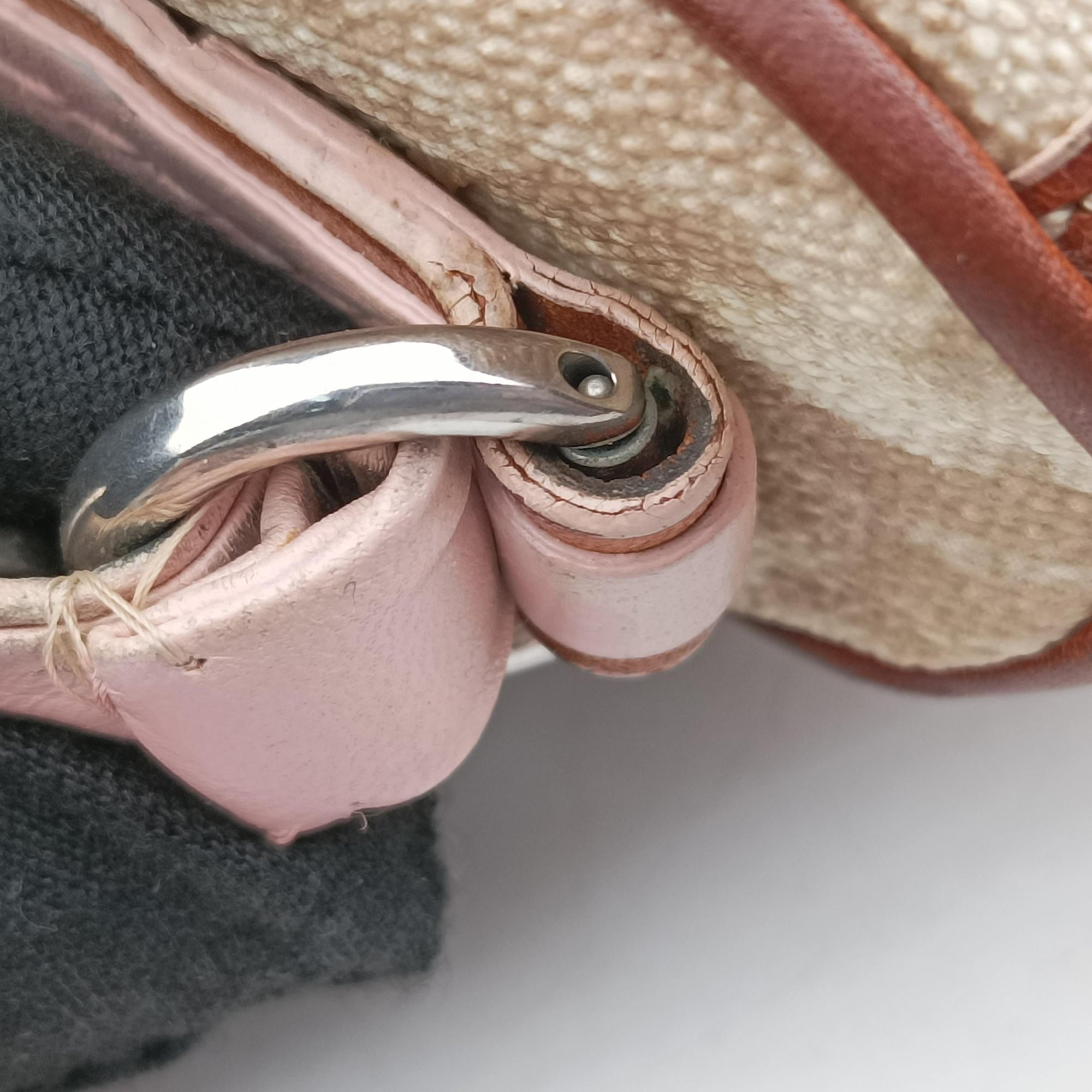 Pre-owned Christian Dior Trotter Romantique Beige x Pink x Brown PVC Coated canvas x leather  shoulderbag | stylenewstar