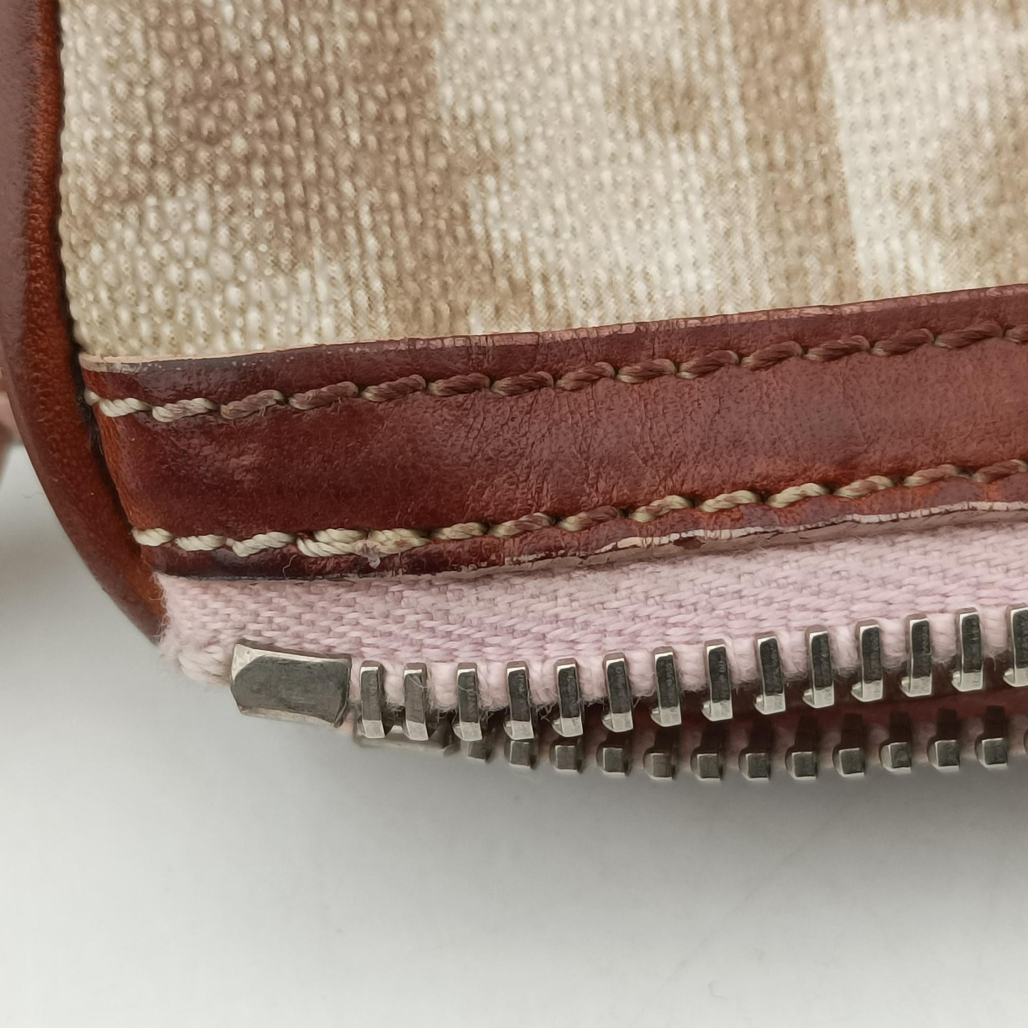 Pre-owned Christian Dior Trotter Romantique Beige x Pink x Brown PVC Coated canvas x leather  shoulderbag | stylenewstar