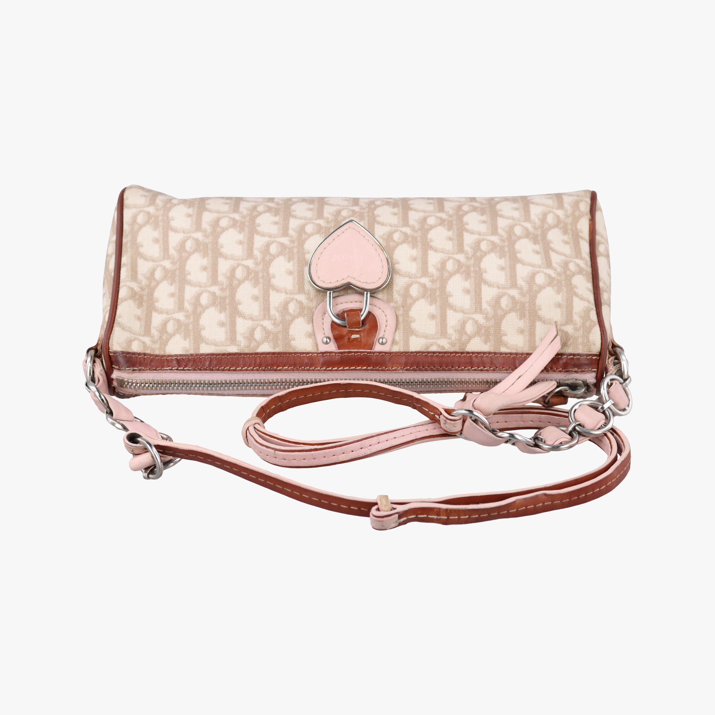 Pre-owned Christian Dior Trotter Romantique Beige x Pink x Brown PVC Coated canvas x leather  shoulderbag | stylenewstar