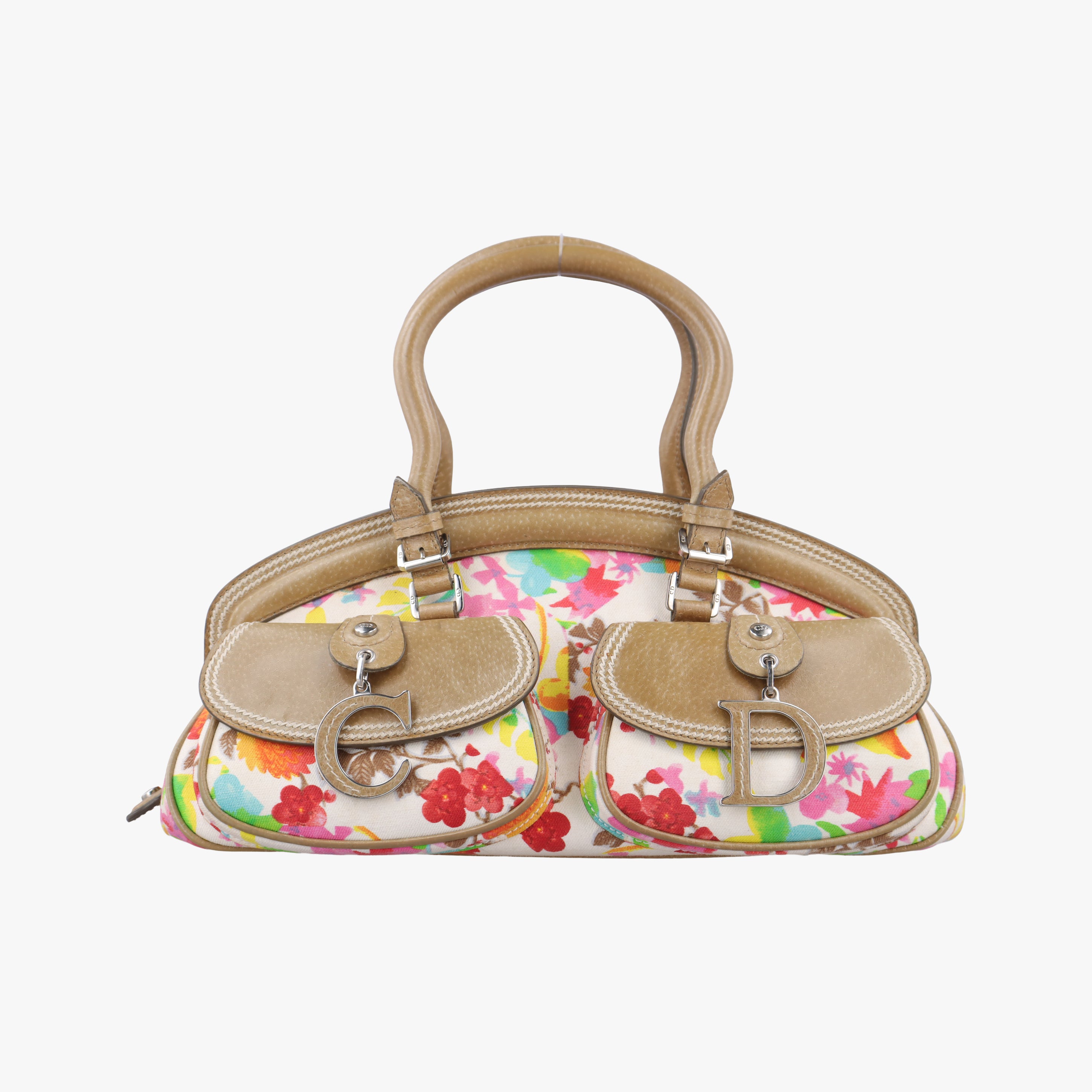 Pre-owned Christian Dior Detective Satchel Ivory×Beige×Multicolor Canvas x Leather  handbag | stylenewstar
