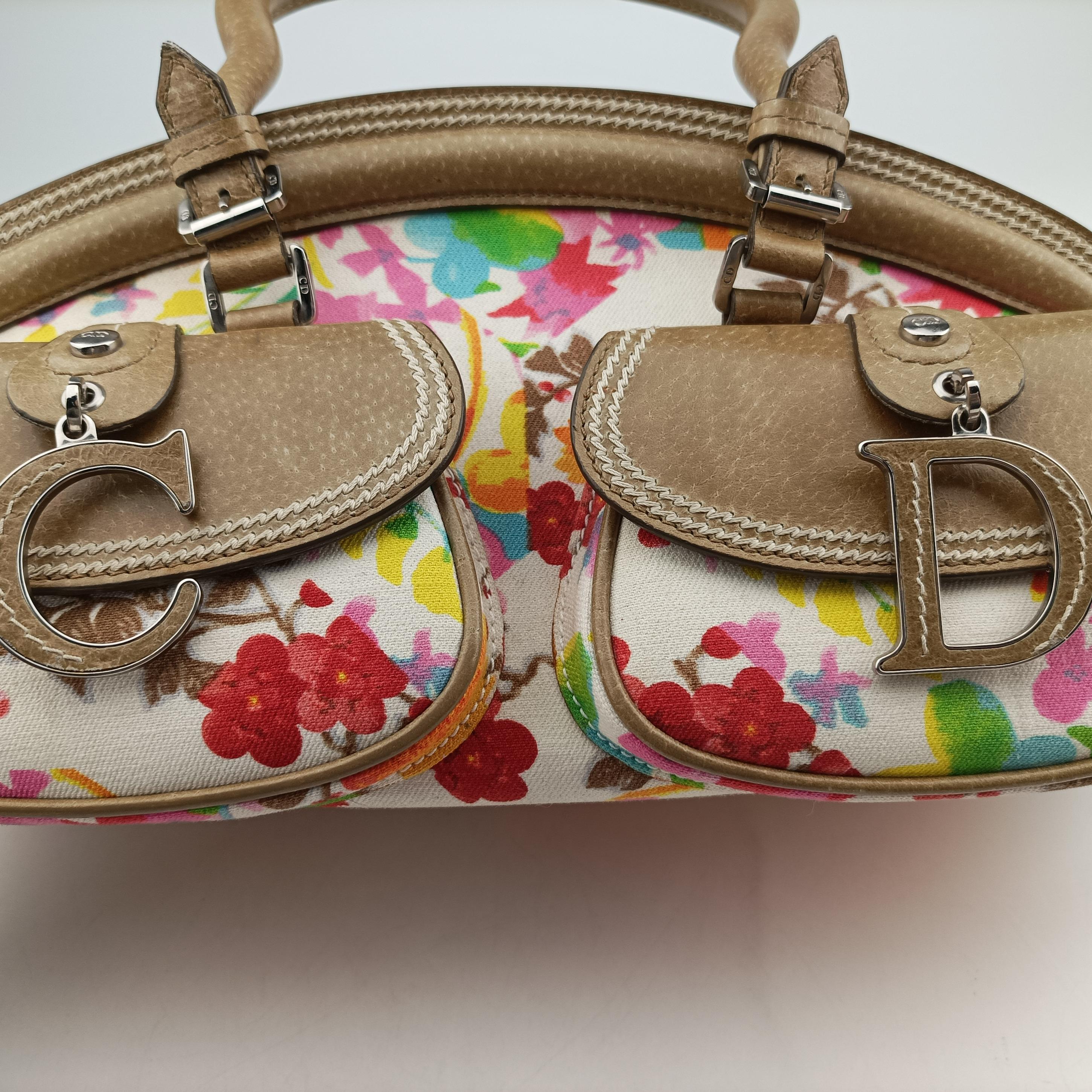 Pre-owned Christian Dior Detective Satchel Ivory×Beige×Multicolor Canvas x Leather  handbag | stylenewstar