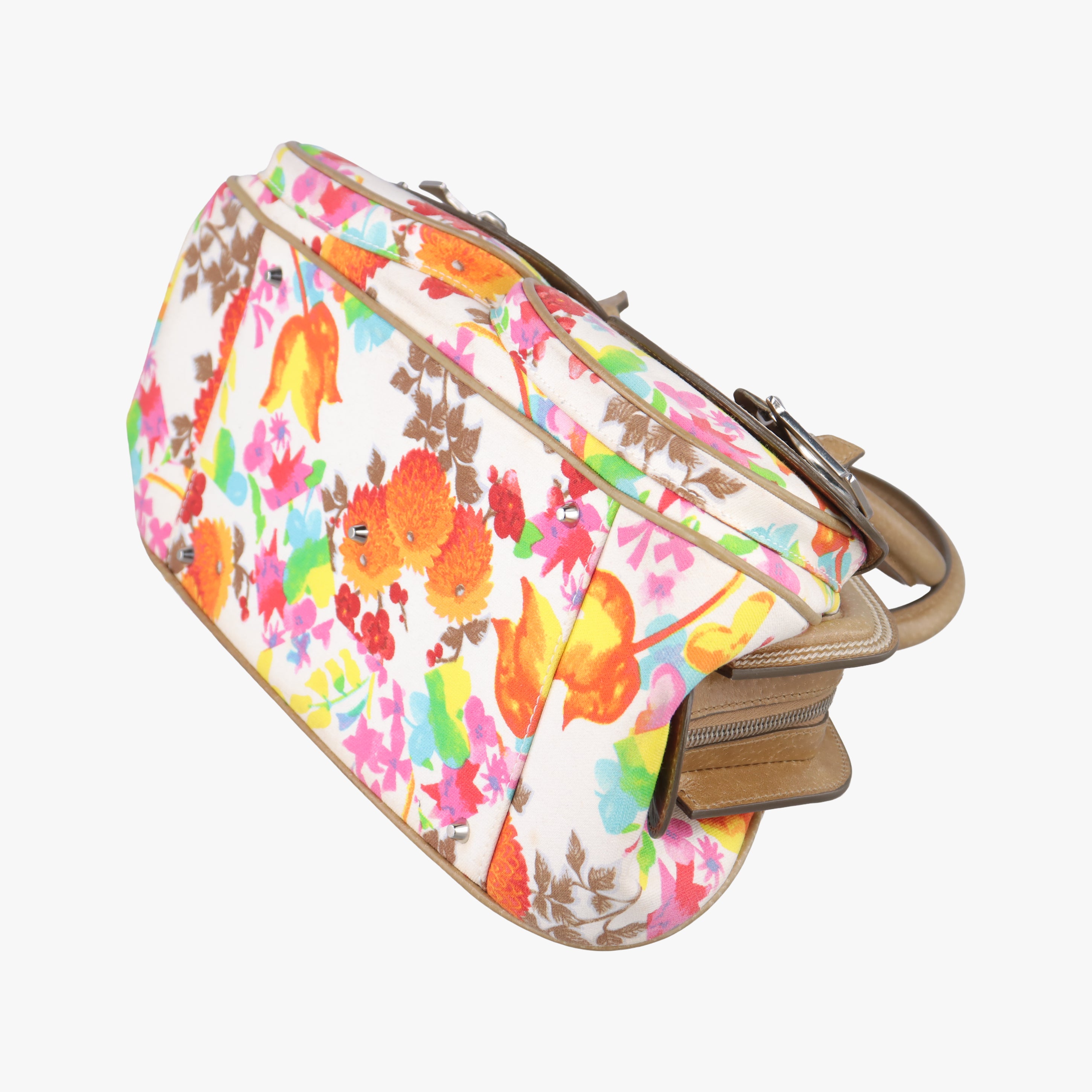 Pre-owned Christian Dior Detective Satchel Ivory×Beige×Multicolor Canvas x Leather  handbag | stylenewstar