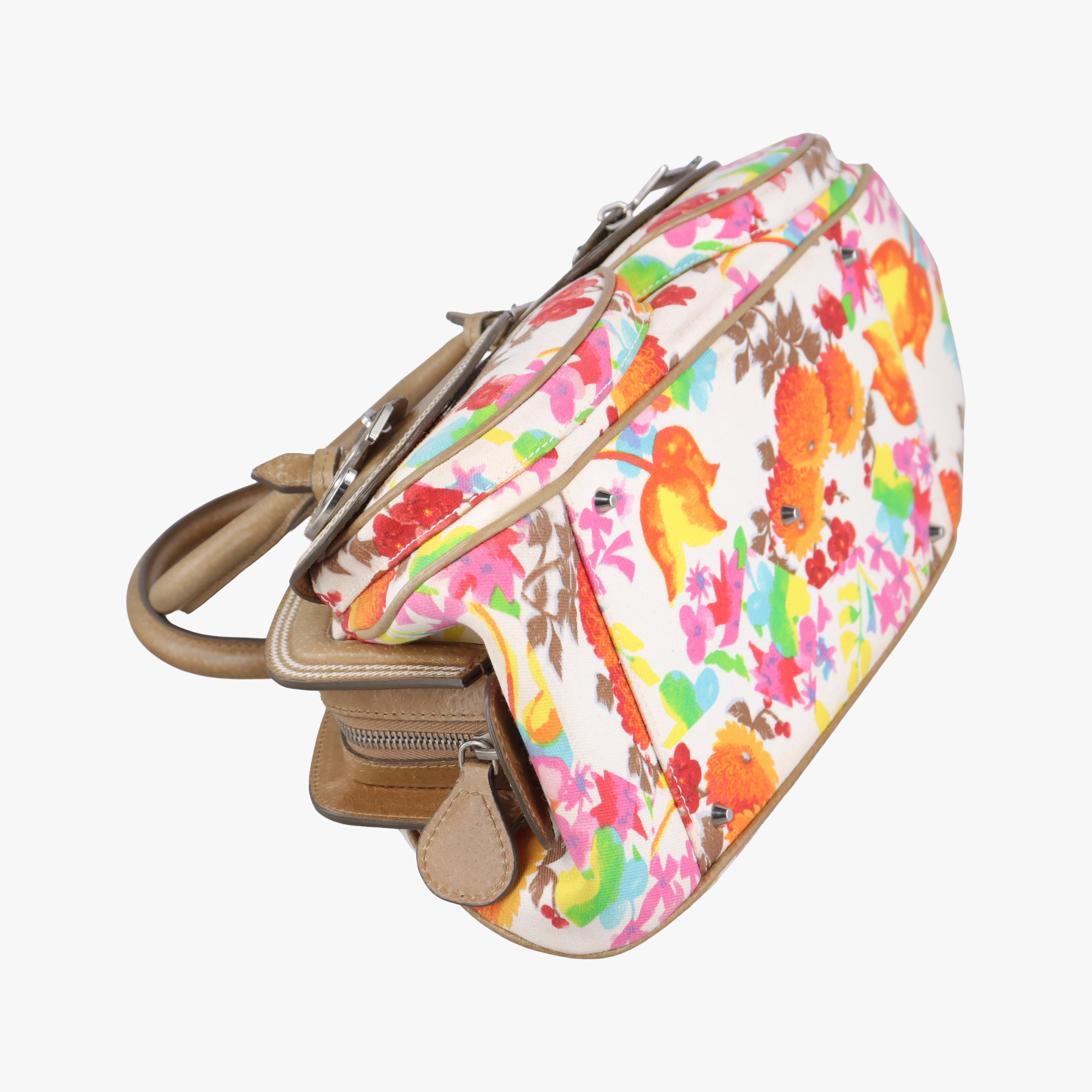 Pre-owned Christian Dior Detective Satchel Ivory×Beige×Multicolor Canvas x Leather  handbag | stylenewstar