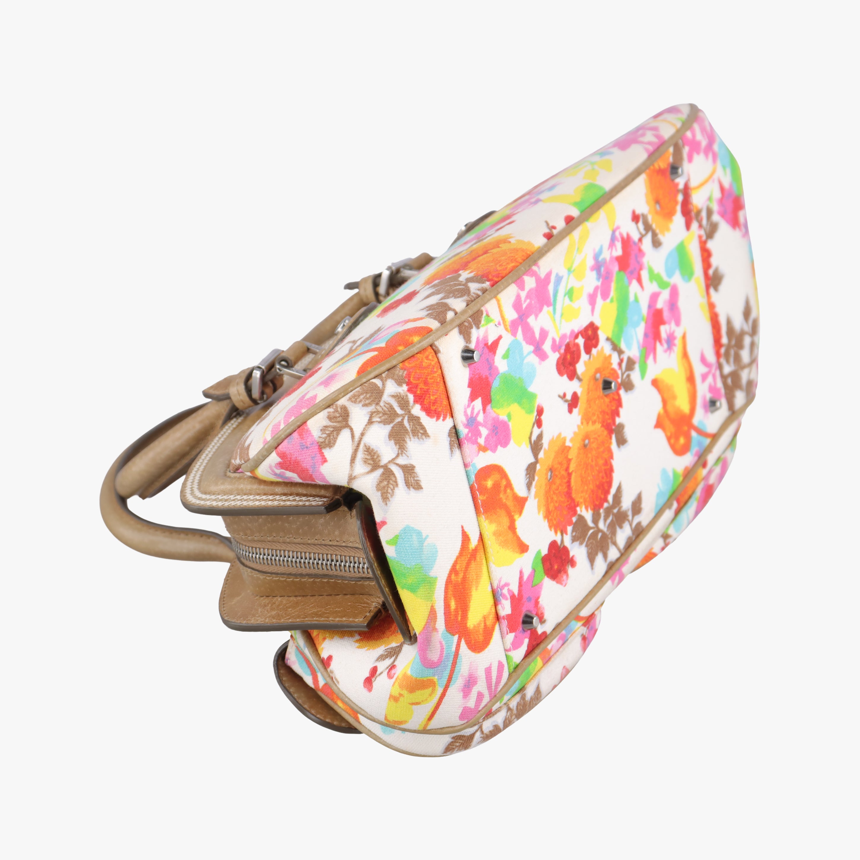 Pre-owned Christian Dior Detective Satchel Ivory×Beige×Multicolor Canvas x Leather  handbag | stylenewstar