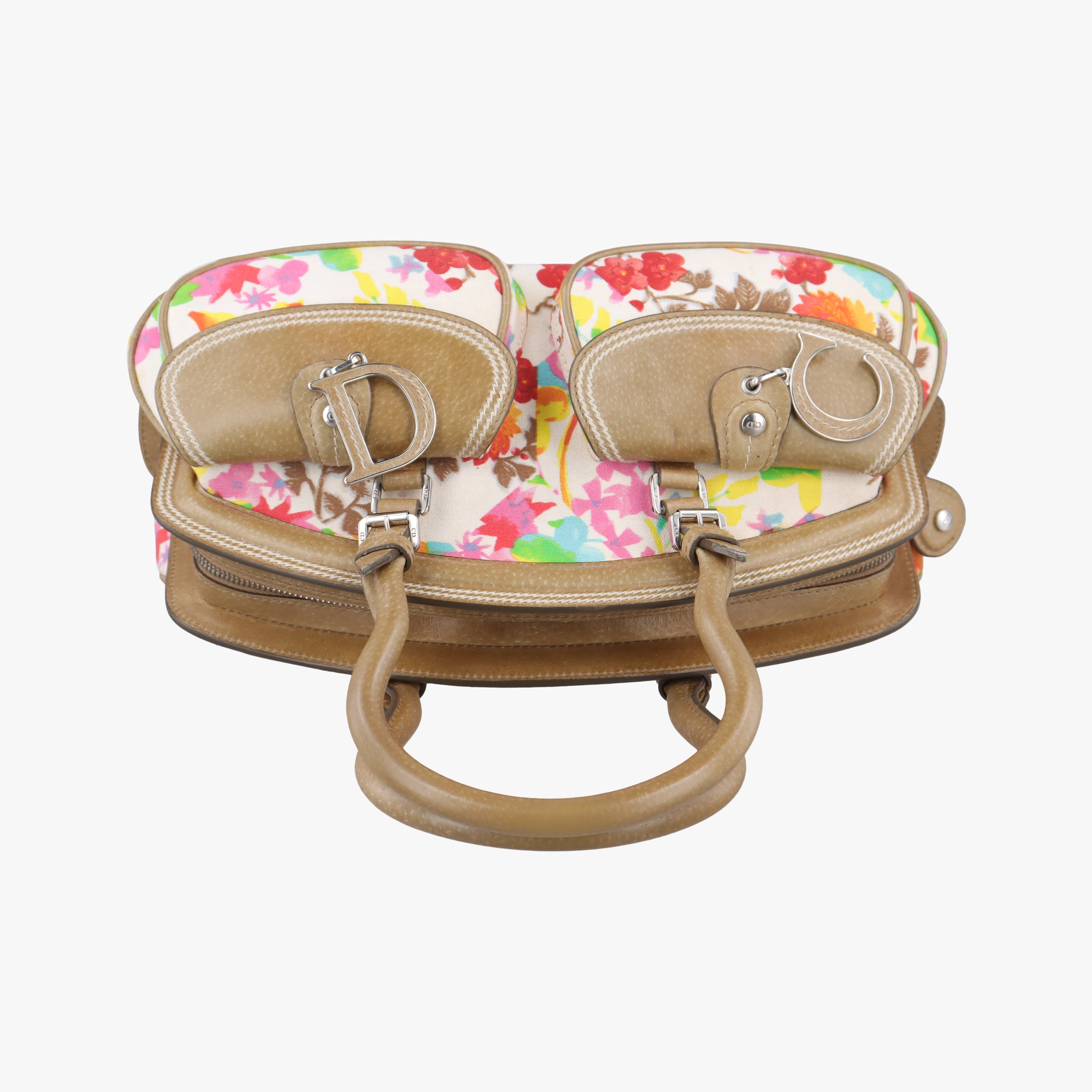 Pre-owned Christian Dior Detective Satchel Ivory×Beige×Multicolor Canvas x Leather  handbag | stylenewstar