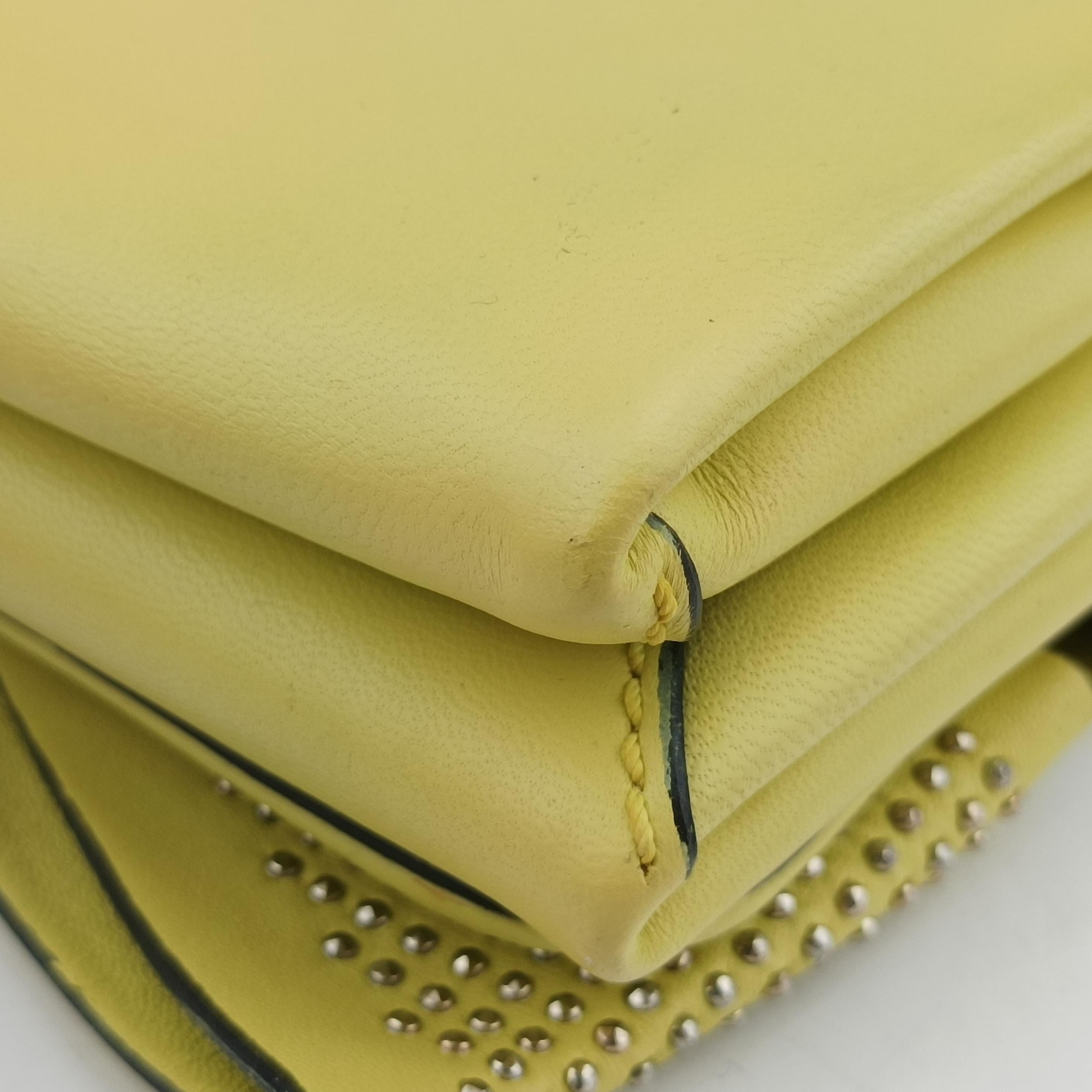 Pre-owned Valentino Bow Mini Flap Yellow Leather  shoulderbag | stylenewstar