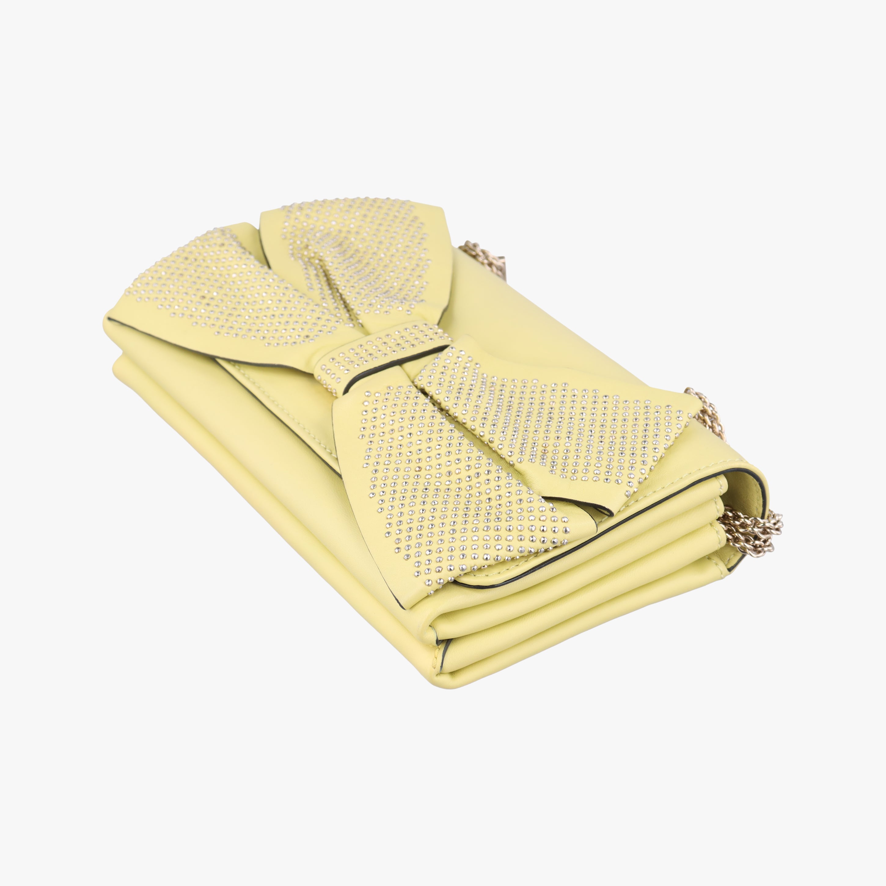 Pre-owned Valentino Bow Mini Flap Yellow Leather  shoulderbag | stylenewstar
