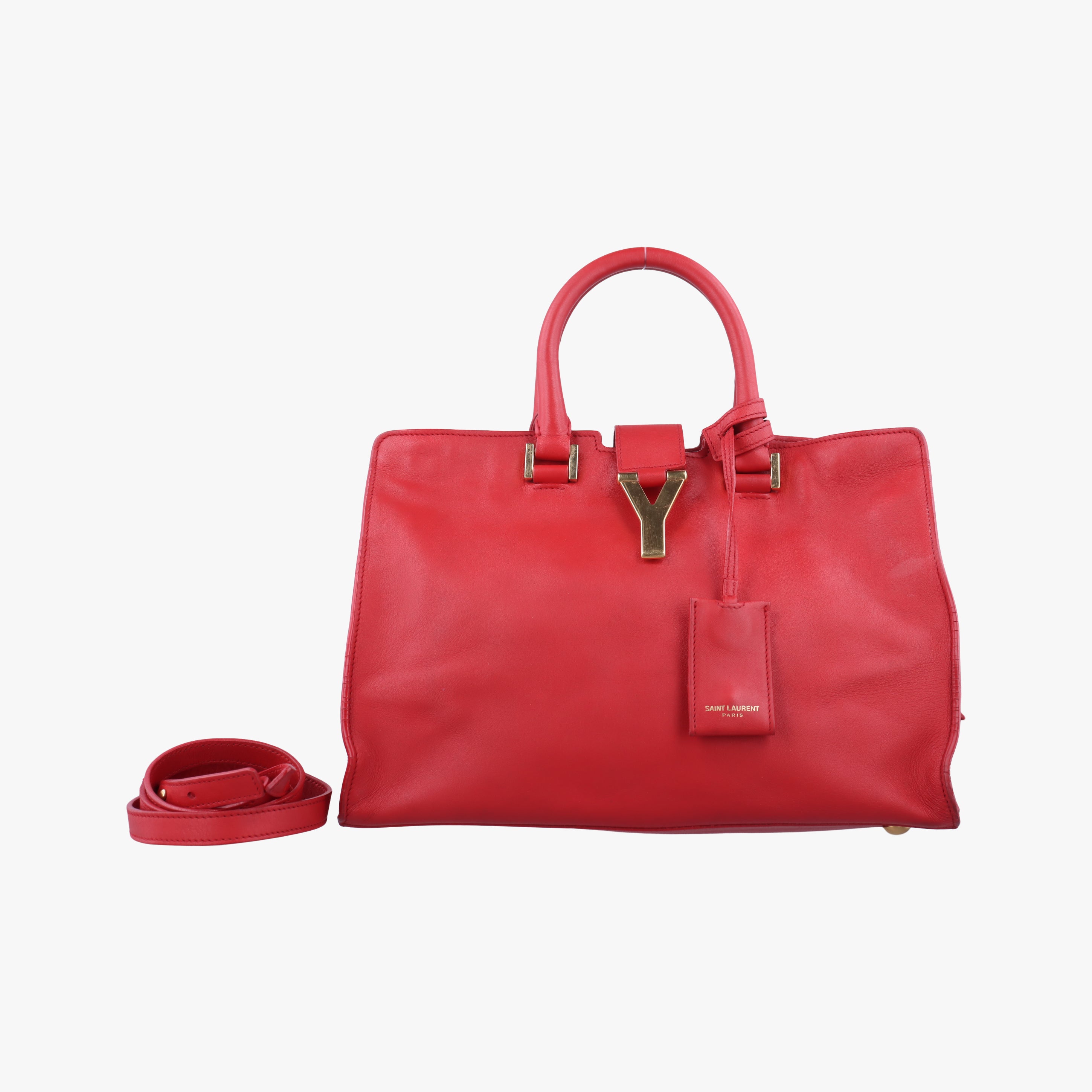 Secondhand Yves Saint Laurent Y Ligne Petit Cabas Red Leather 311210 shoulderbag | stylenewstar