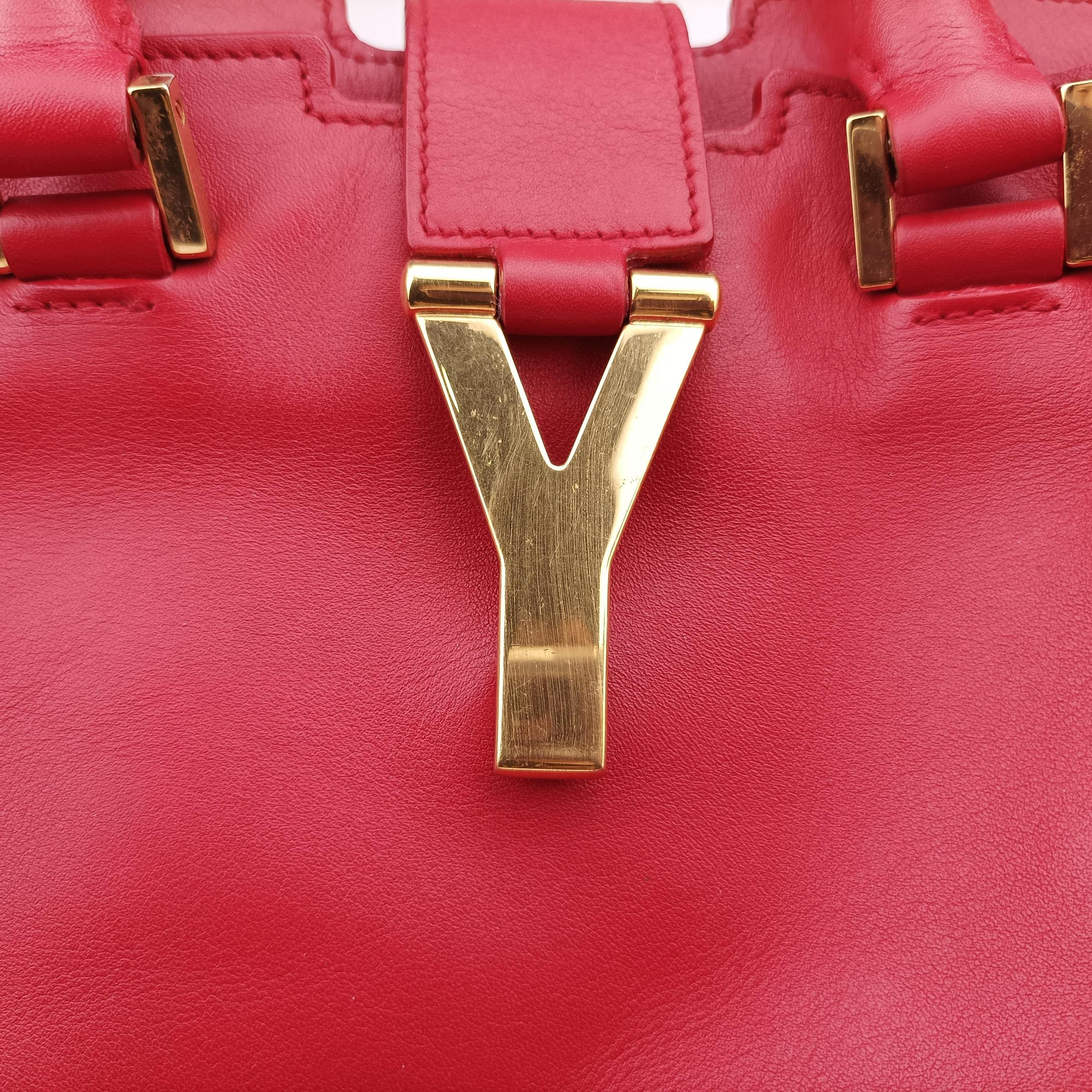 Secondhand Yves Saint Laurent Y Ligne Petit Cabas Red Leather 311210 shoulderbag | stylenewstar