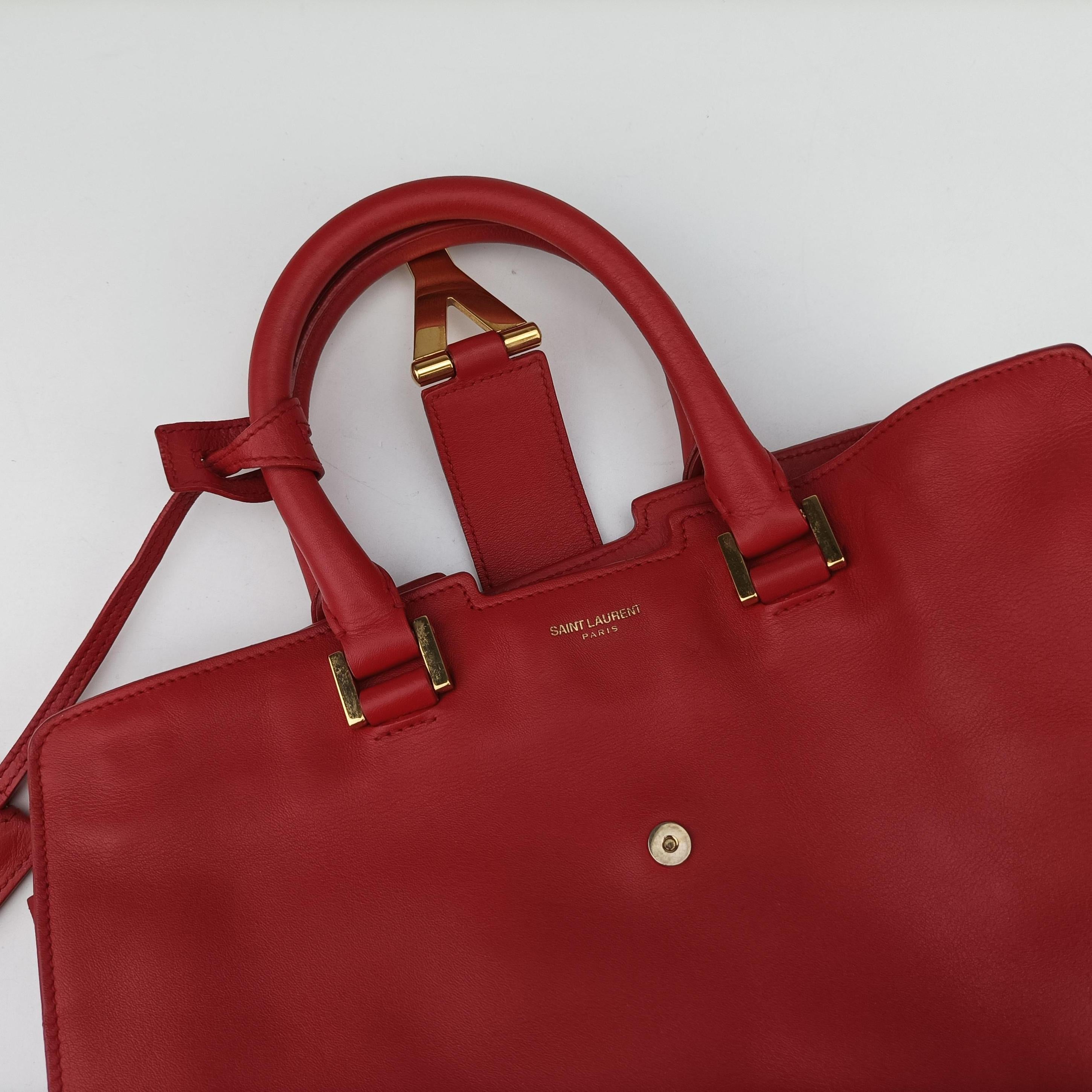 Secondhand Yves Saint Laurent Y Ligne Petit Cabas Red Leather 311210 shoulderbag | stylenewstar