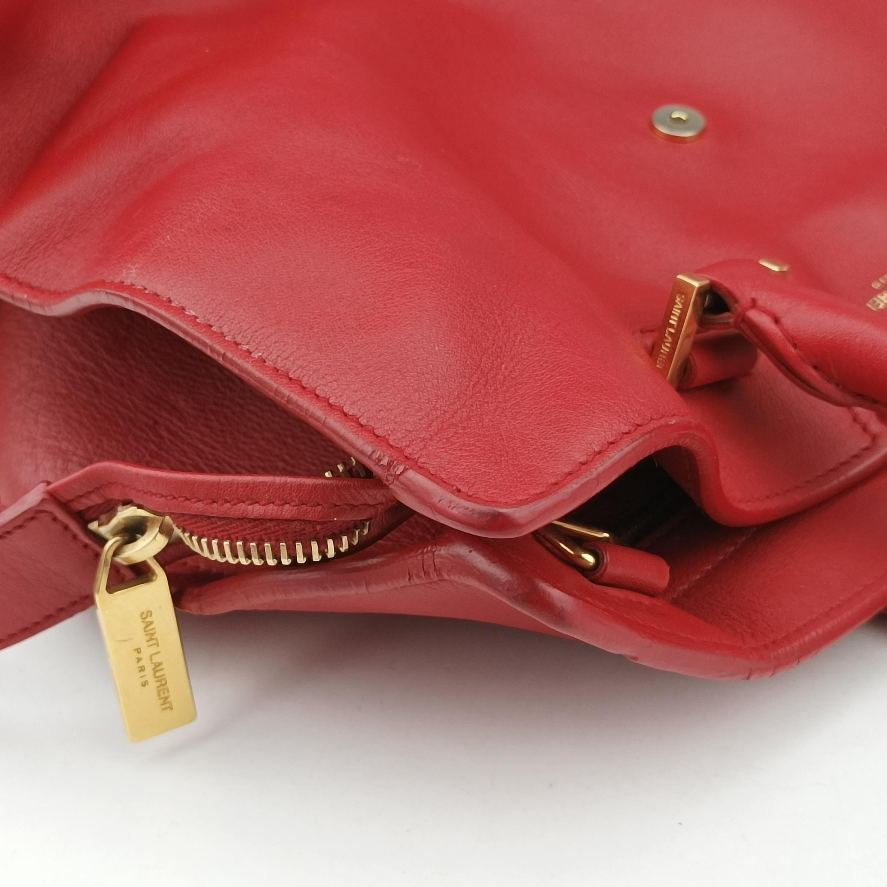 Secondhand Yves Saint Laurent Y Ligne Petit Cabas Red Leather 311210 shoulderbag | stylenewstar