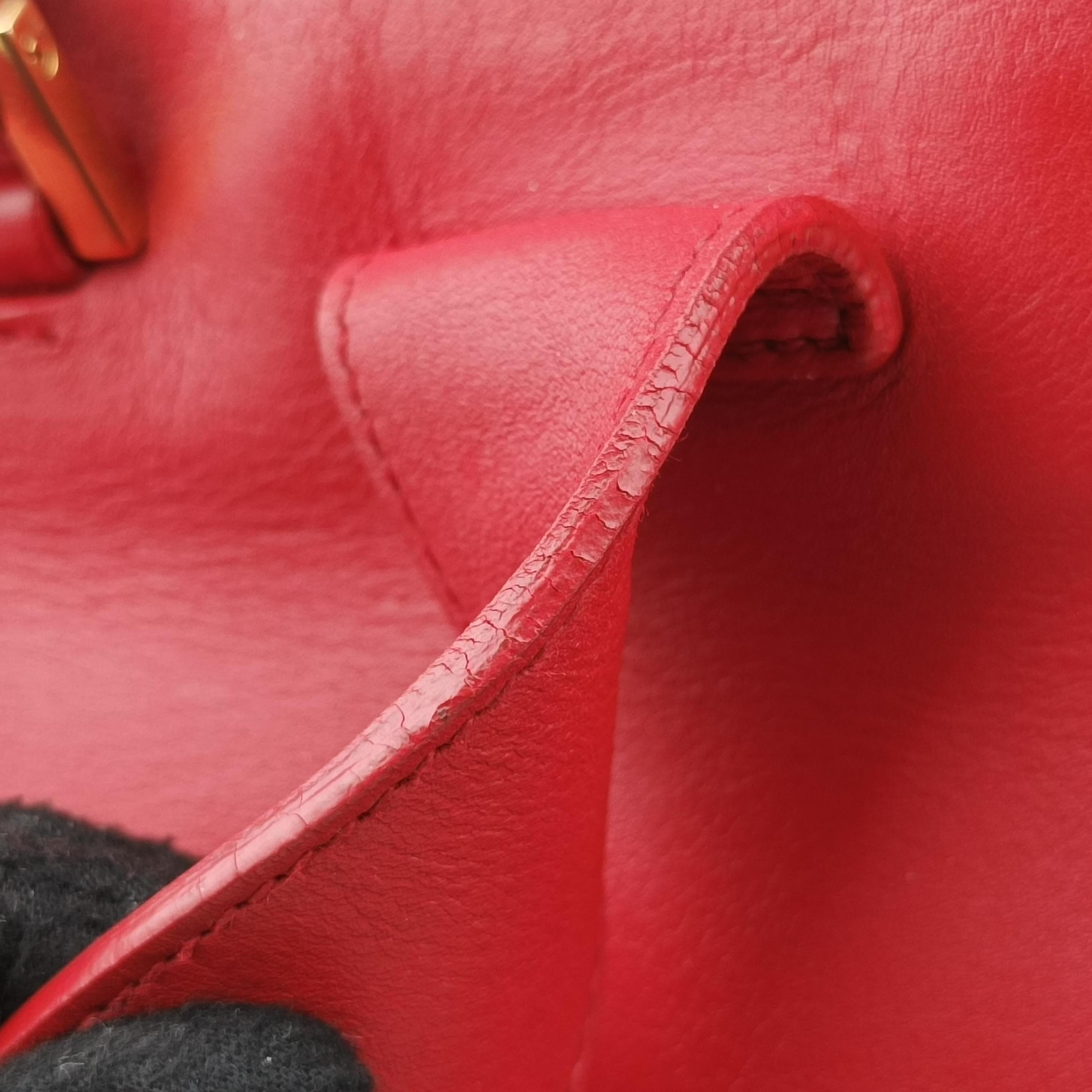 Secondhand Yves Saint Laurent Y Ligne Petit Cabas Red Leather 311210 shoulderbag | stylenewstar