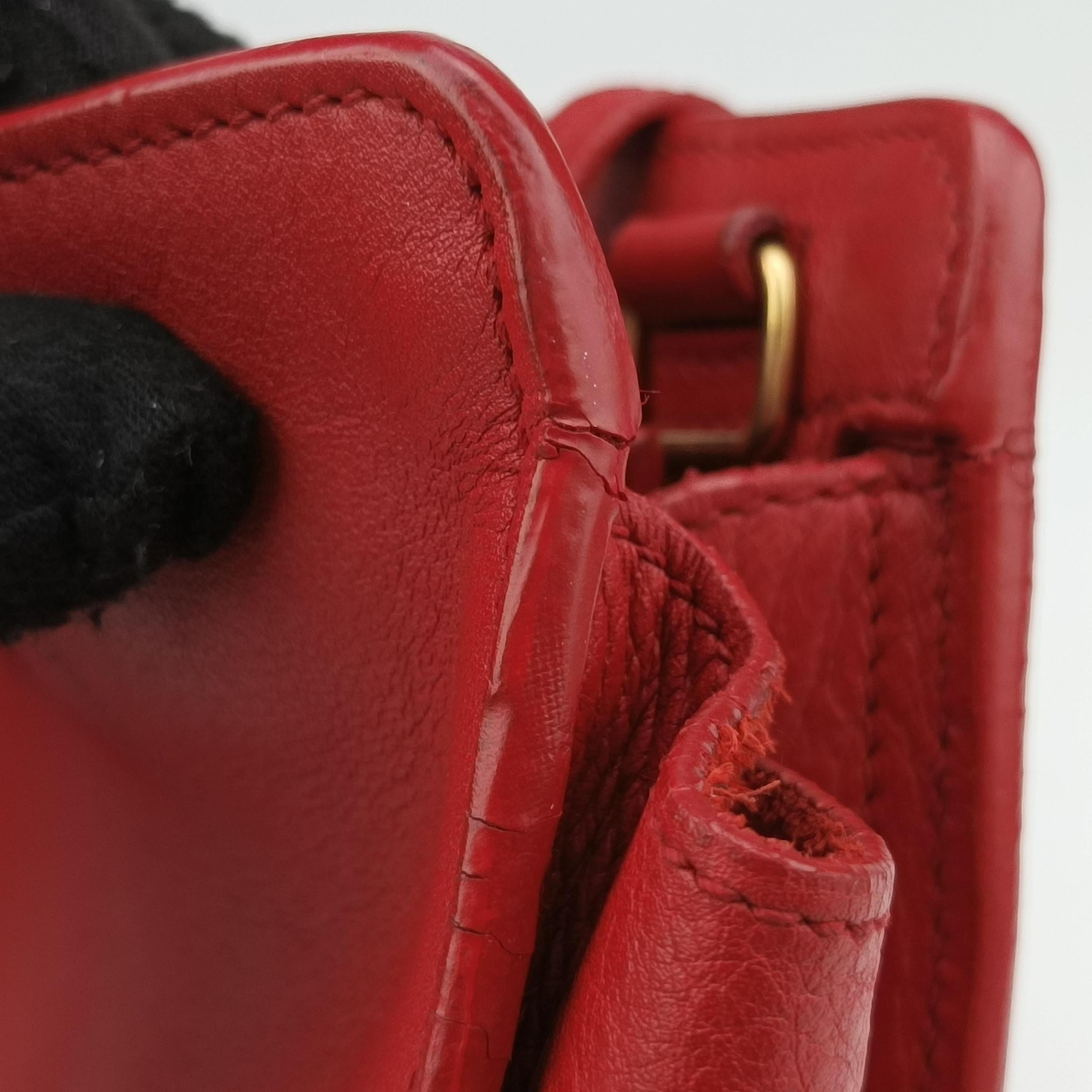 Secondhand Yves Saint Laurent Y Ligne Petit Cabas Red Leather 311210 shoulderbag | stylenewstar