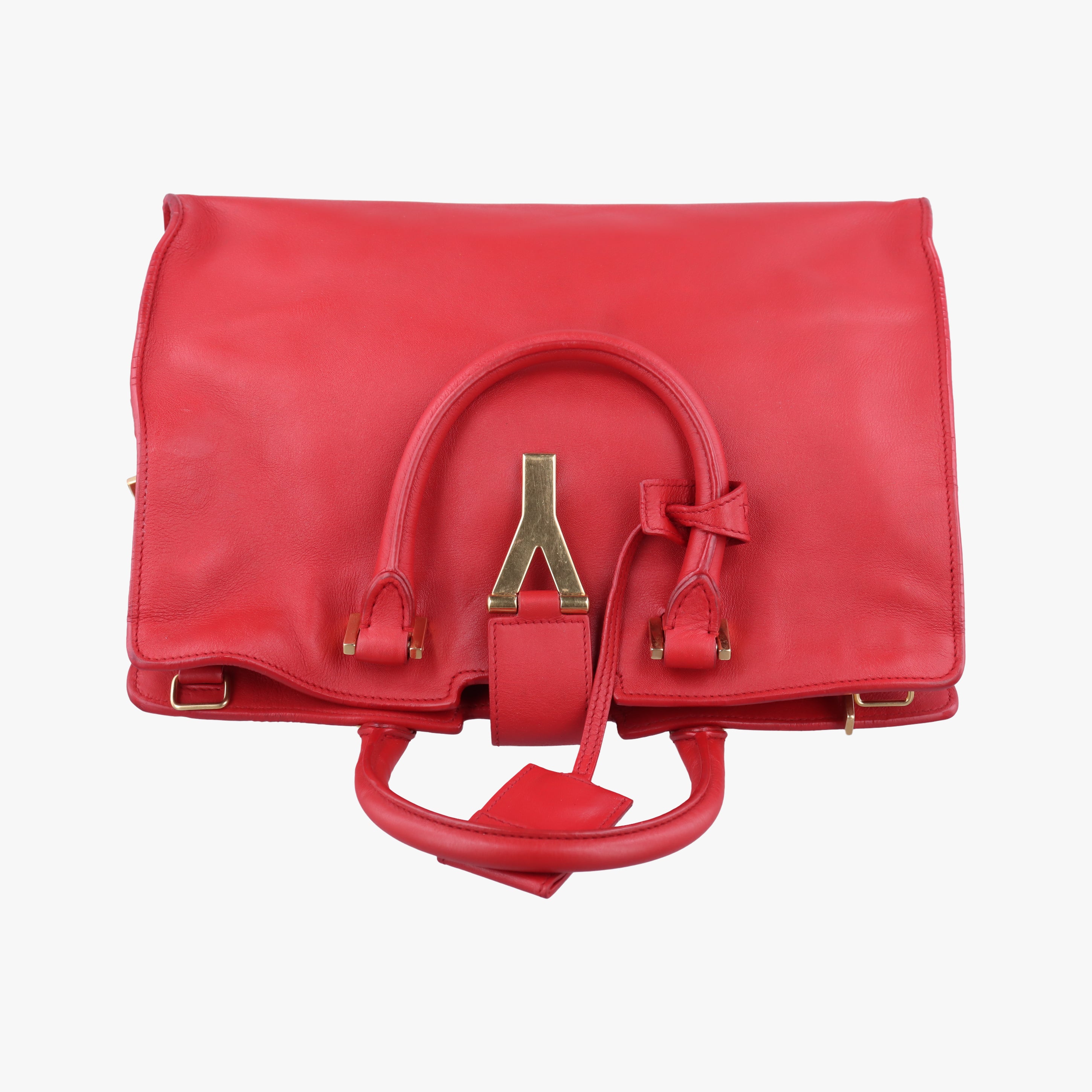 Secondhand Yves Saint Laurent Y Ligne Petit Cabas Red Leather 311210 shoulderbag | stylenewstar