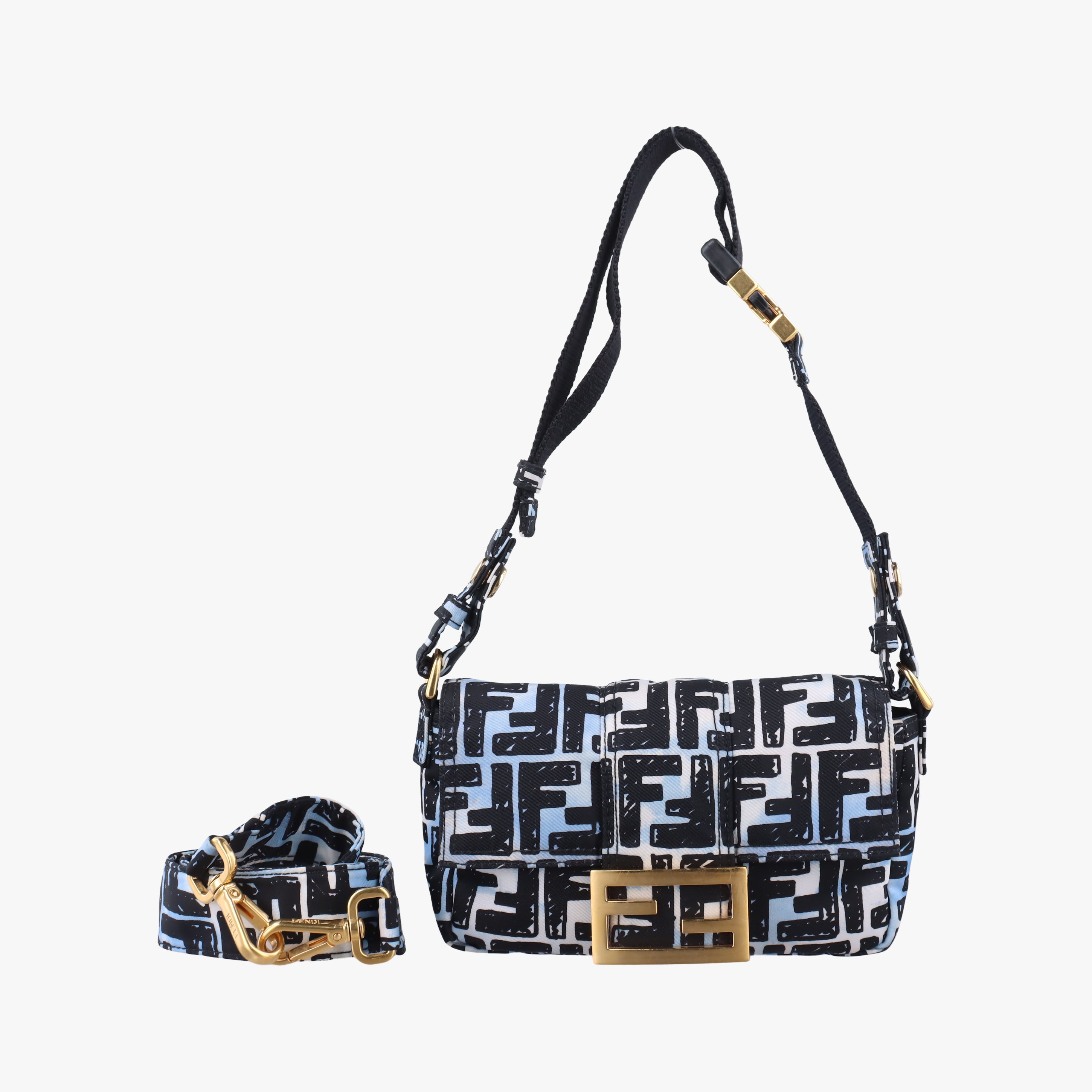 Pre-owned Fendi Mamma Bucket Black×Multicolour Nylon 8BR784 shoulderbag | stylenewstar