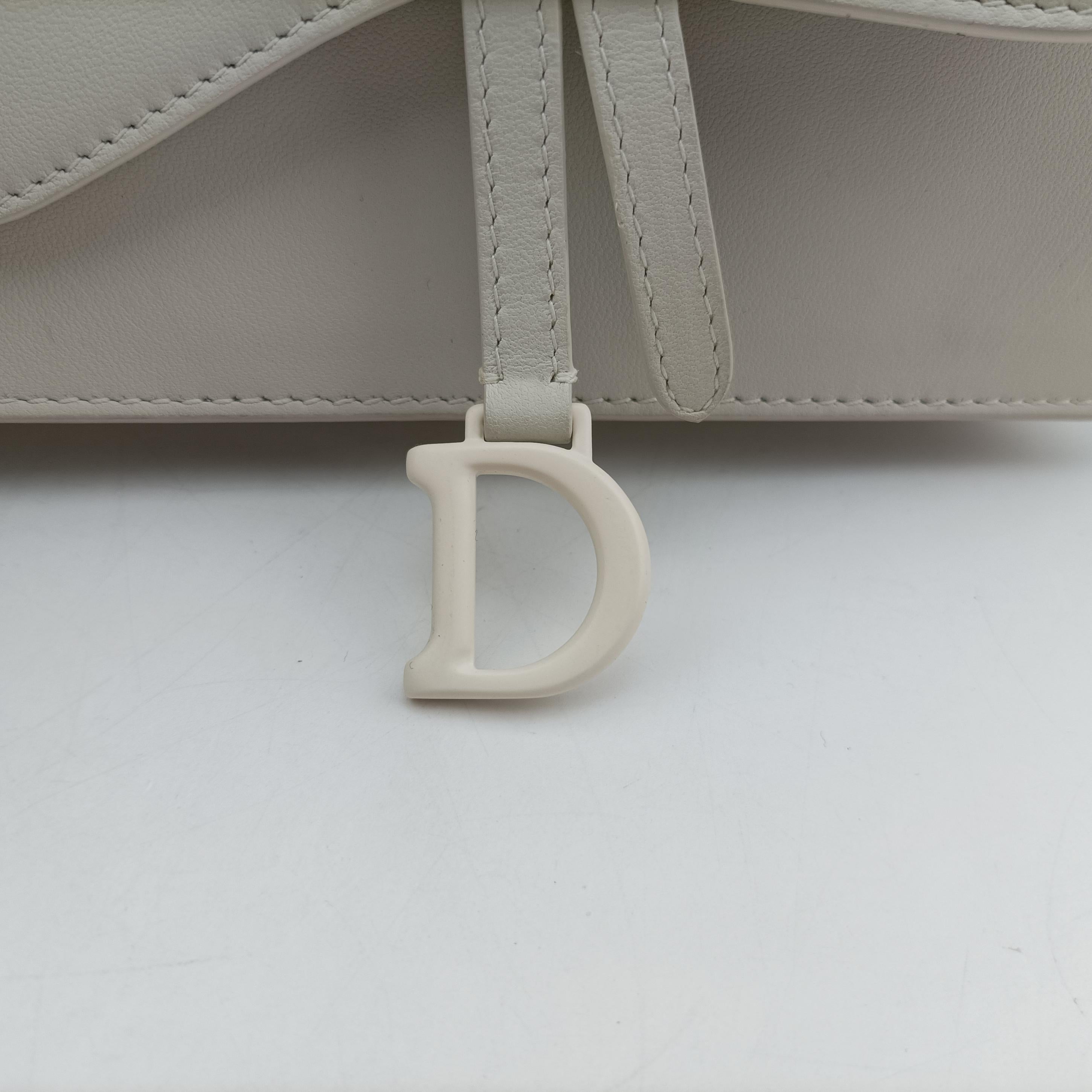 Pre-owned Christian Dior Saddle White Leather  shoulderbag | stylenewstar