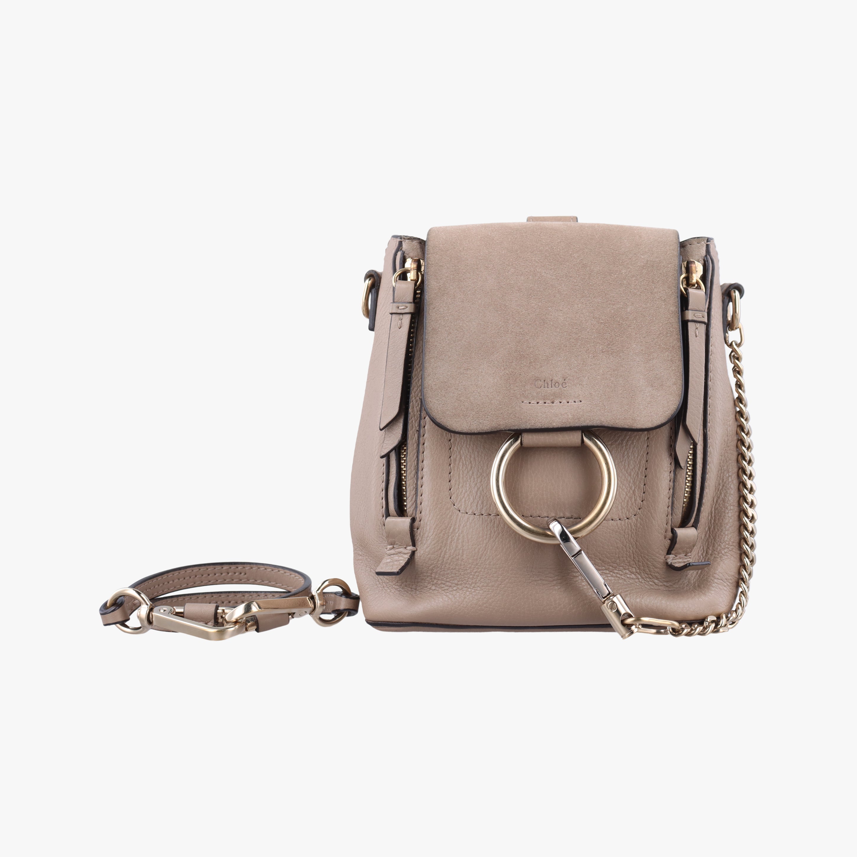Vintage Chloe FAYE mini Grey Leather × Suede  backpack/rucksack | stylenewstar