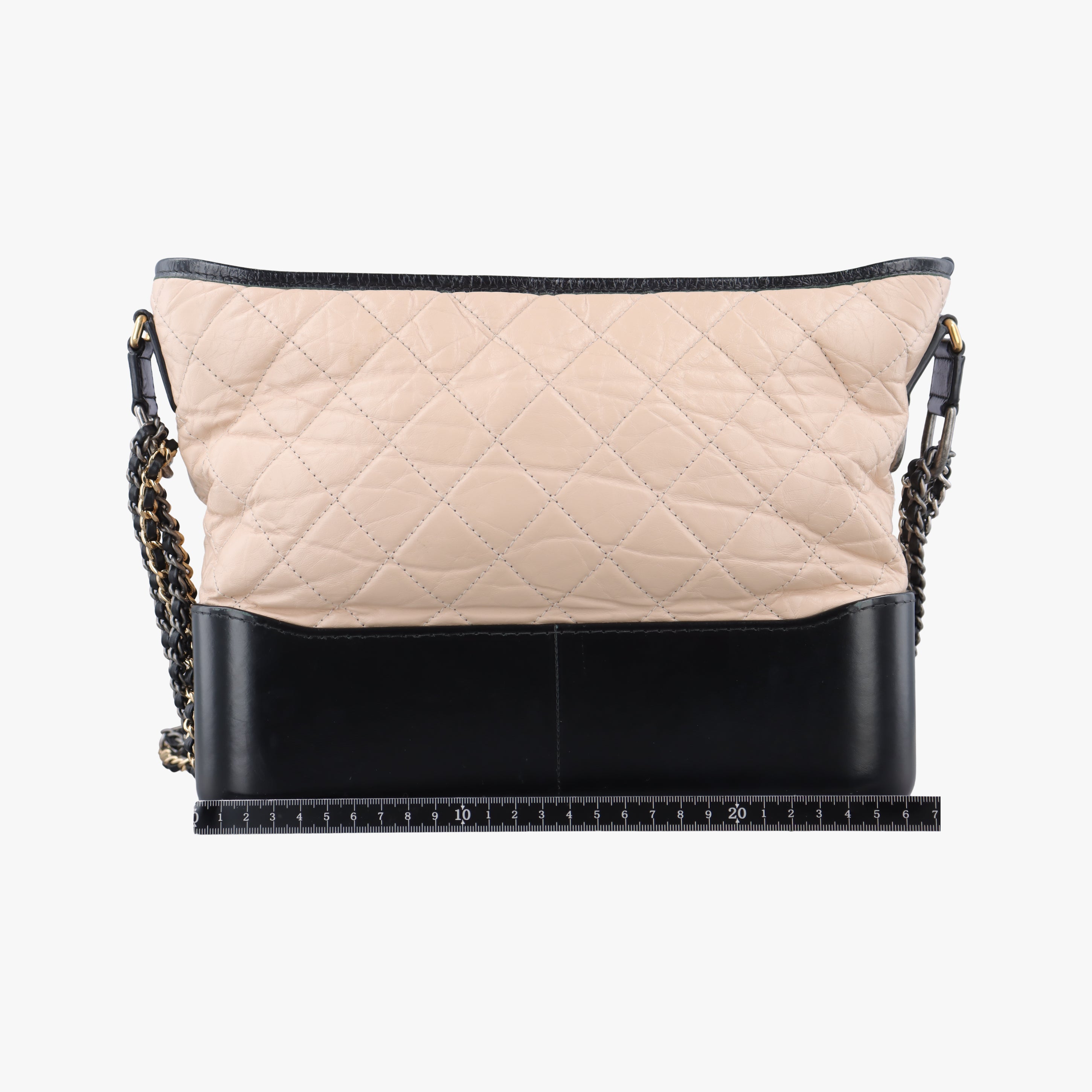 Pre-owned Chanel GABRIELLE Black×beige Leather A93824 shoulderbag | stylenewstar